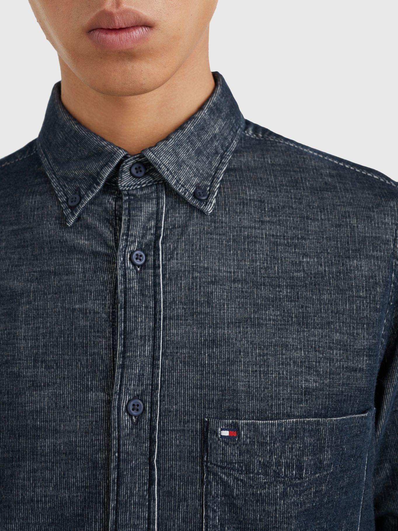 Camisa Flex De Corduroy Slim Fit Azul Tommy Hilfiger-3