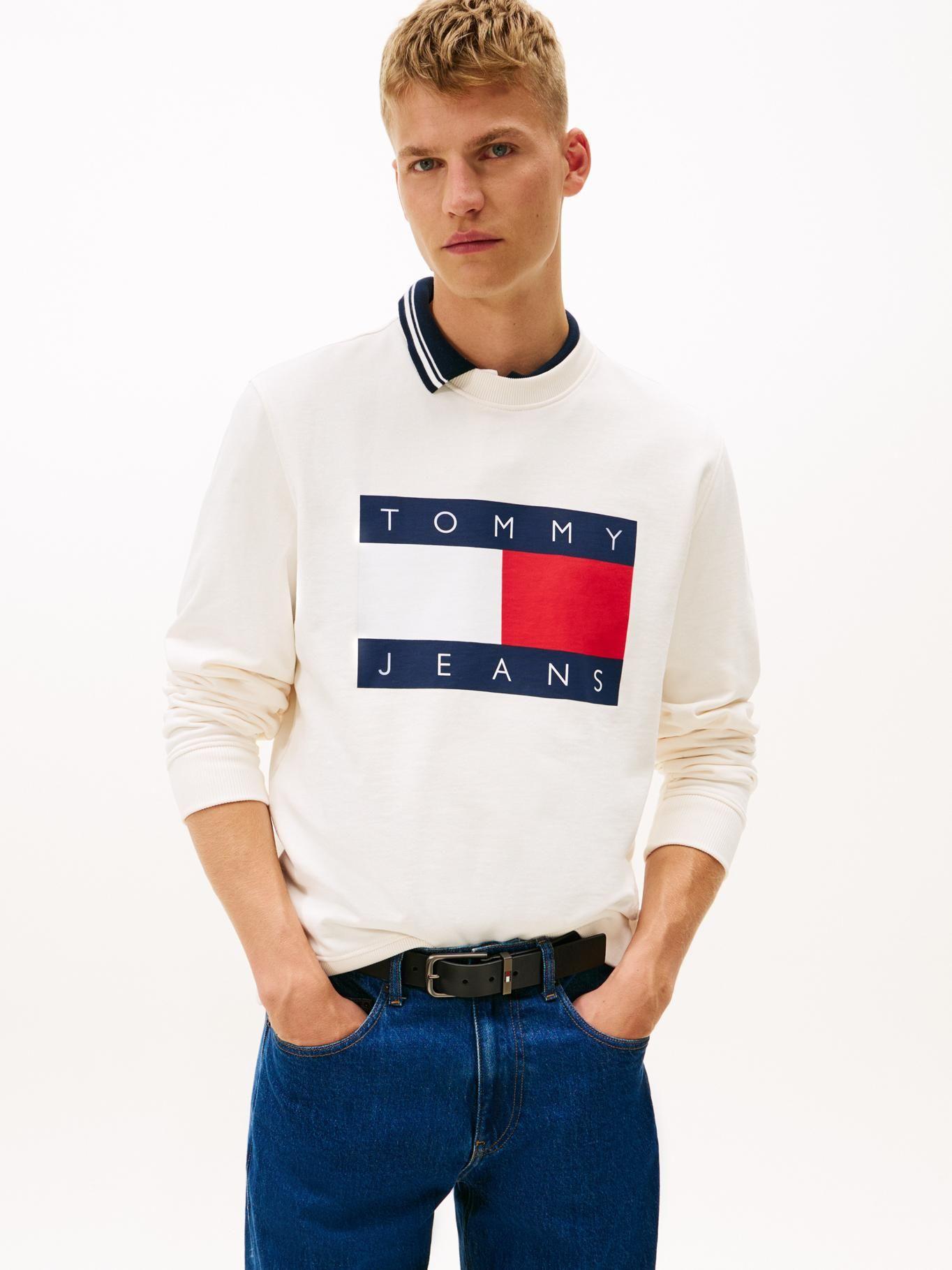 Polerón Con Bandera Estampada Tommy Jeans Blanco-0