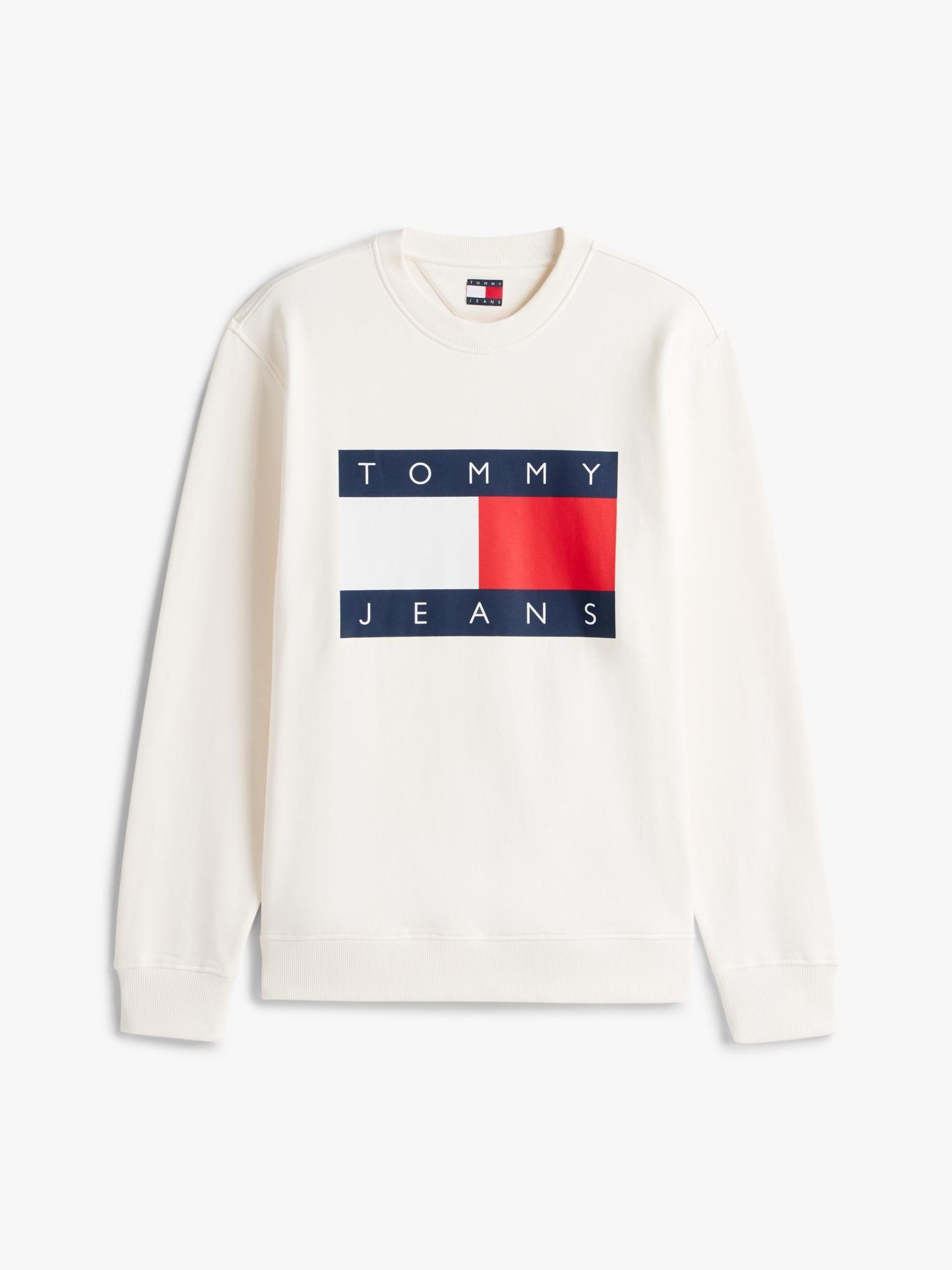 Polerón Con Bandera Estampada Tommy Jeans Blanco-4