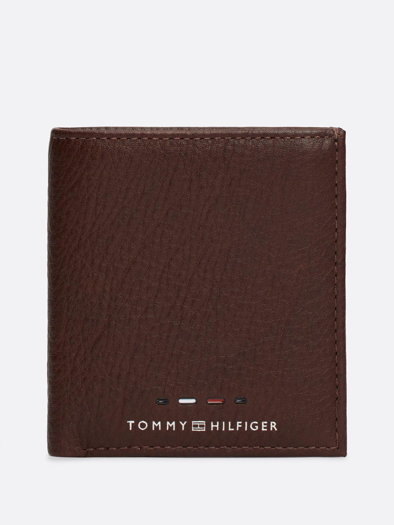 Billetera Trifold De Cuero Café Tommy Hilfiger-0