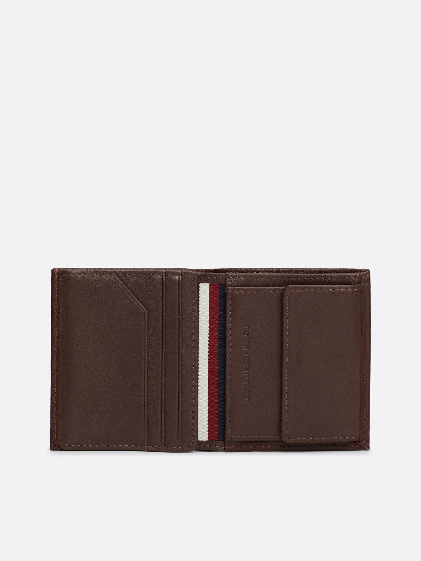 Billetera Trifold De Cuero Café Tommy Hilfiger-3