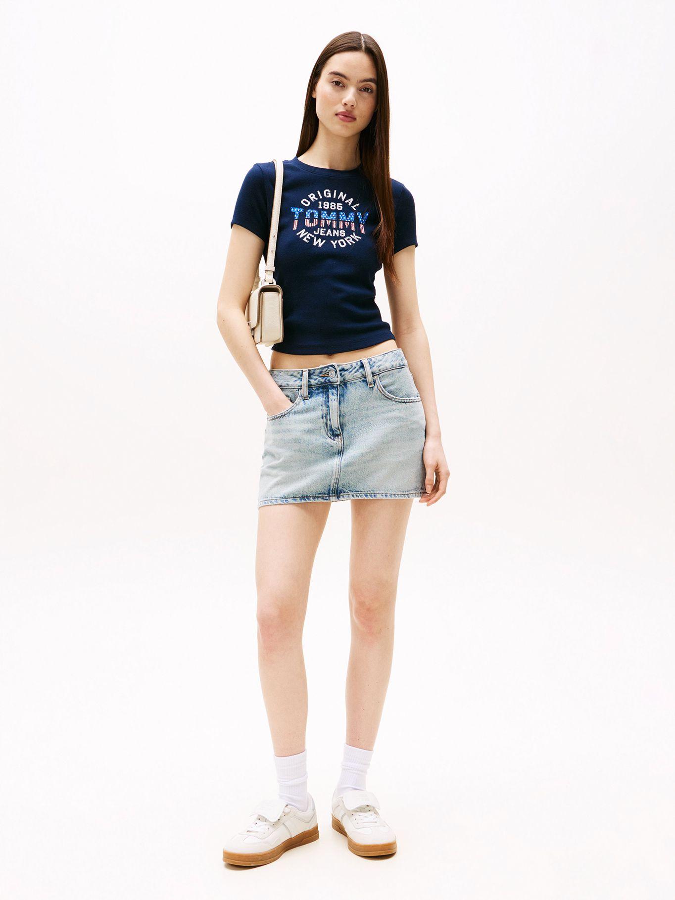 Polera Acanalada Con Logo New York Azul C1G Tommy Jeans-1