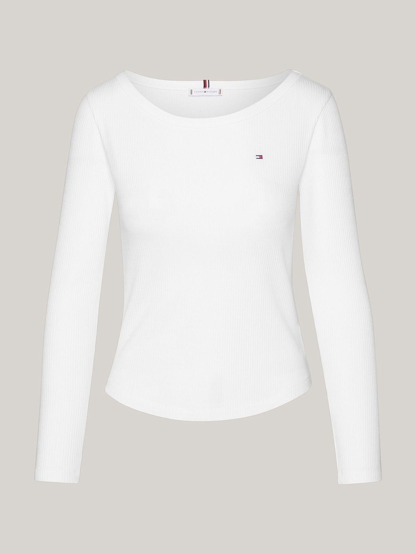 Polera Acanalada Slim Fit Con Logo Blanco Tommy Hilfiger-5