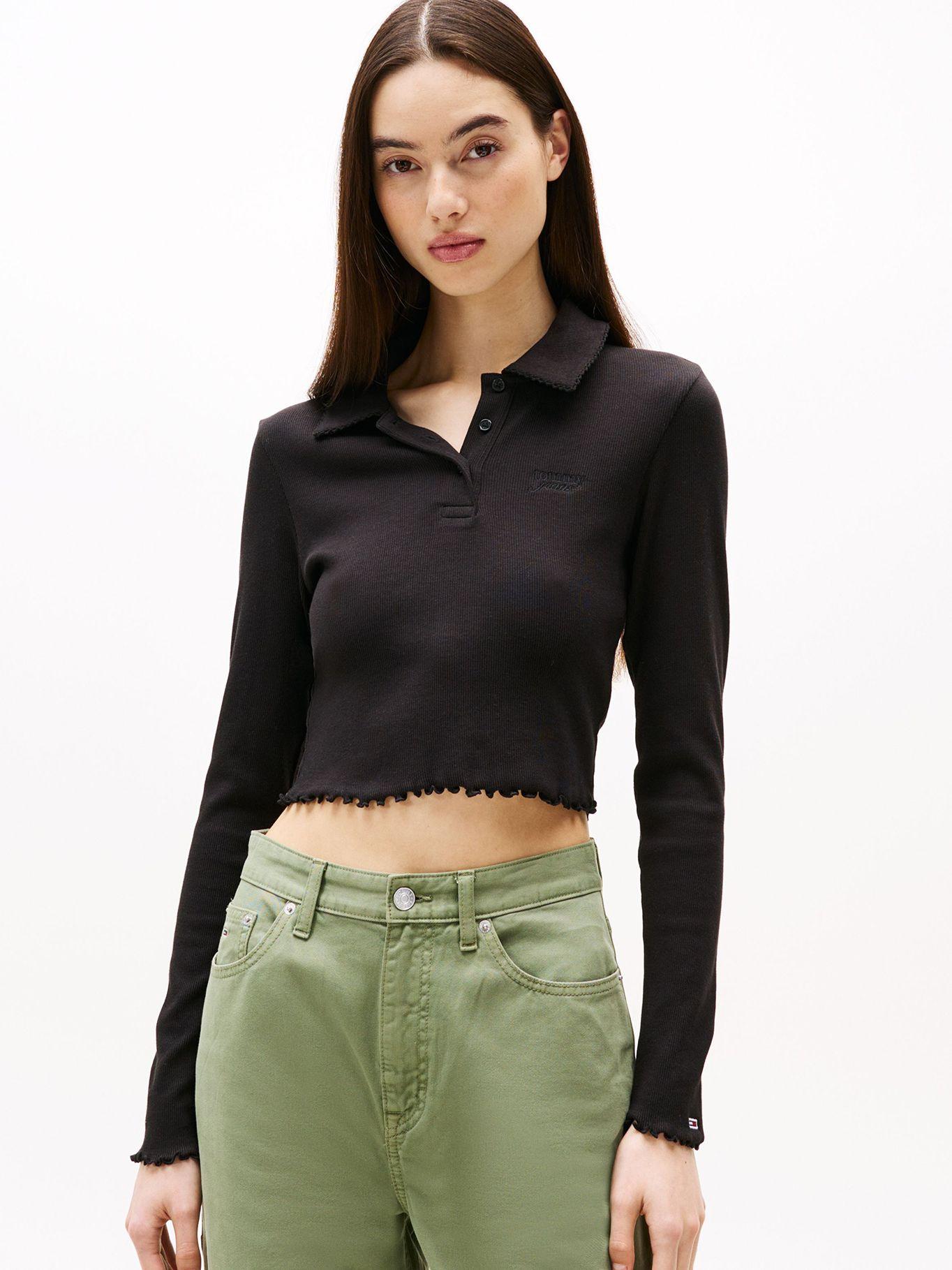 Polo Cropped Slim Fit Negro Tommy Jeans-0