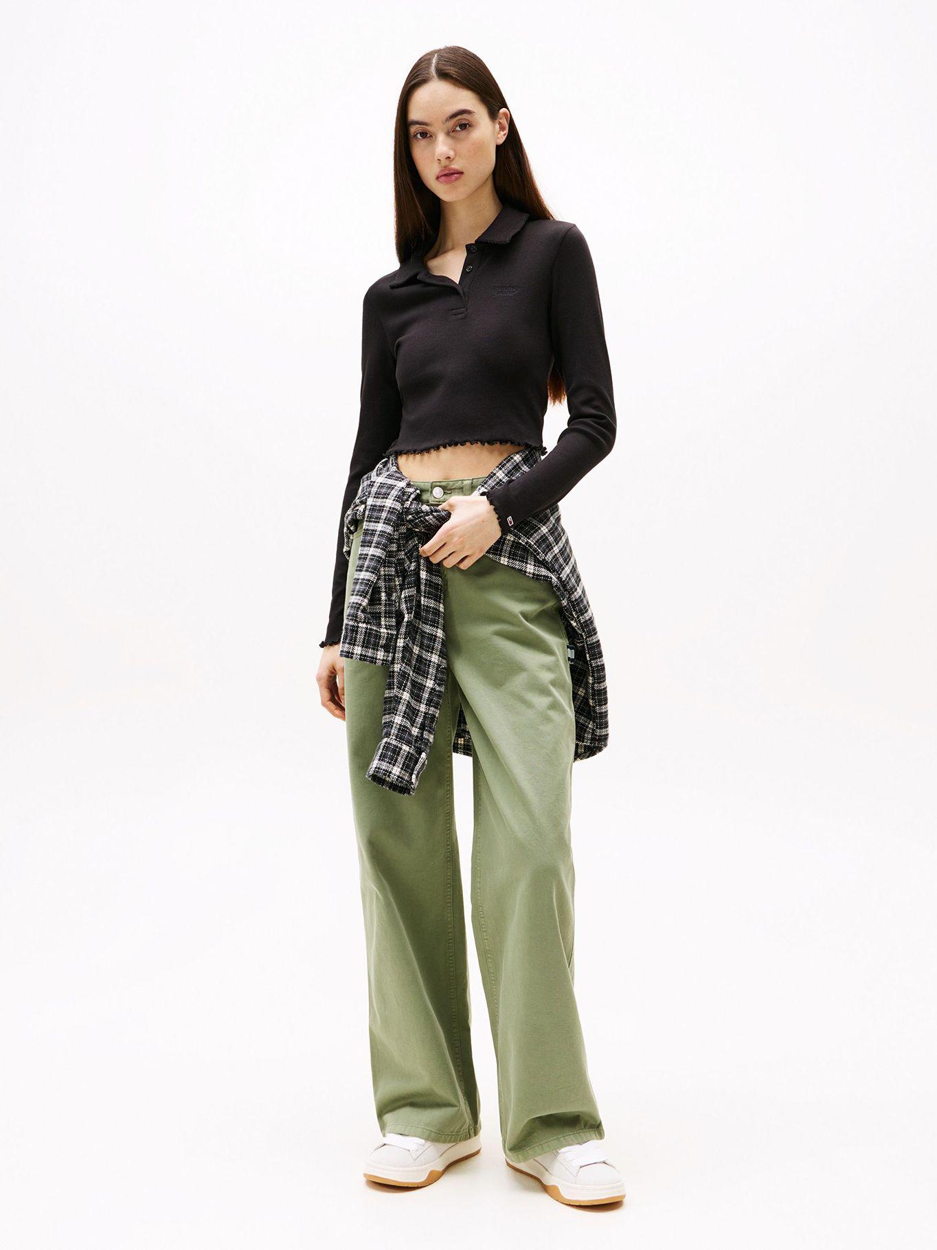 Polo Cropped Slim Fit Negro Tommy Jeans-1
