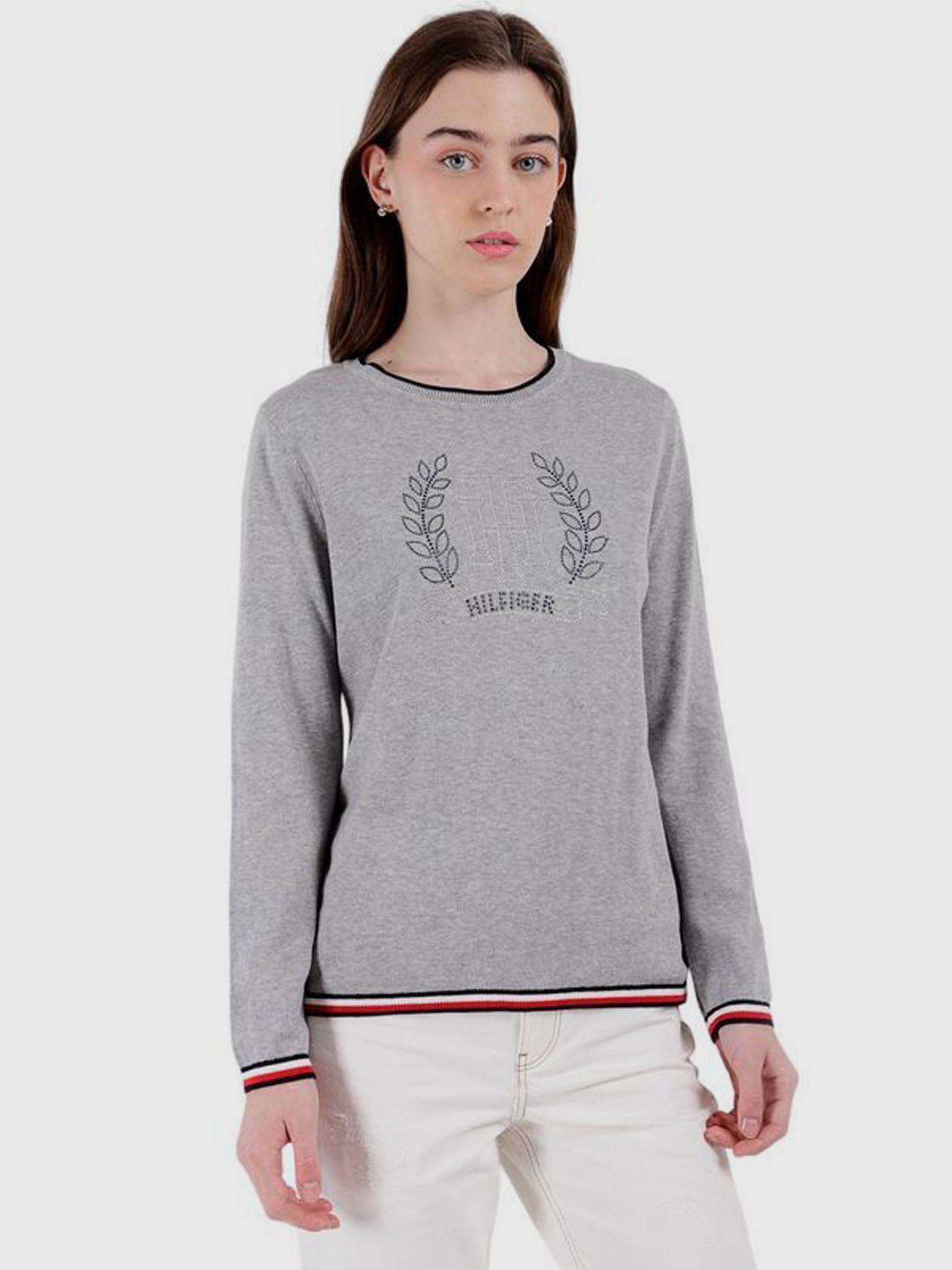 SWEATER DE ALGODÓN DISTINTIVOS GRIS TOMMY HILFIGER-0