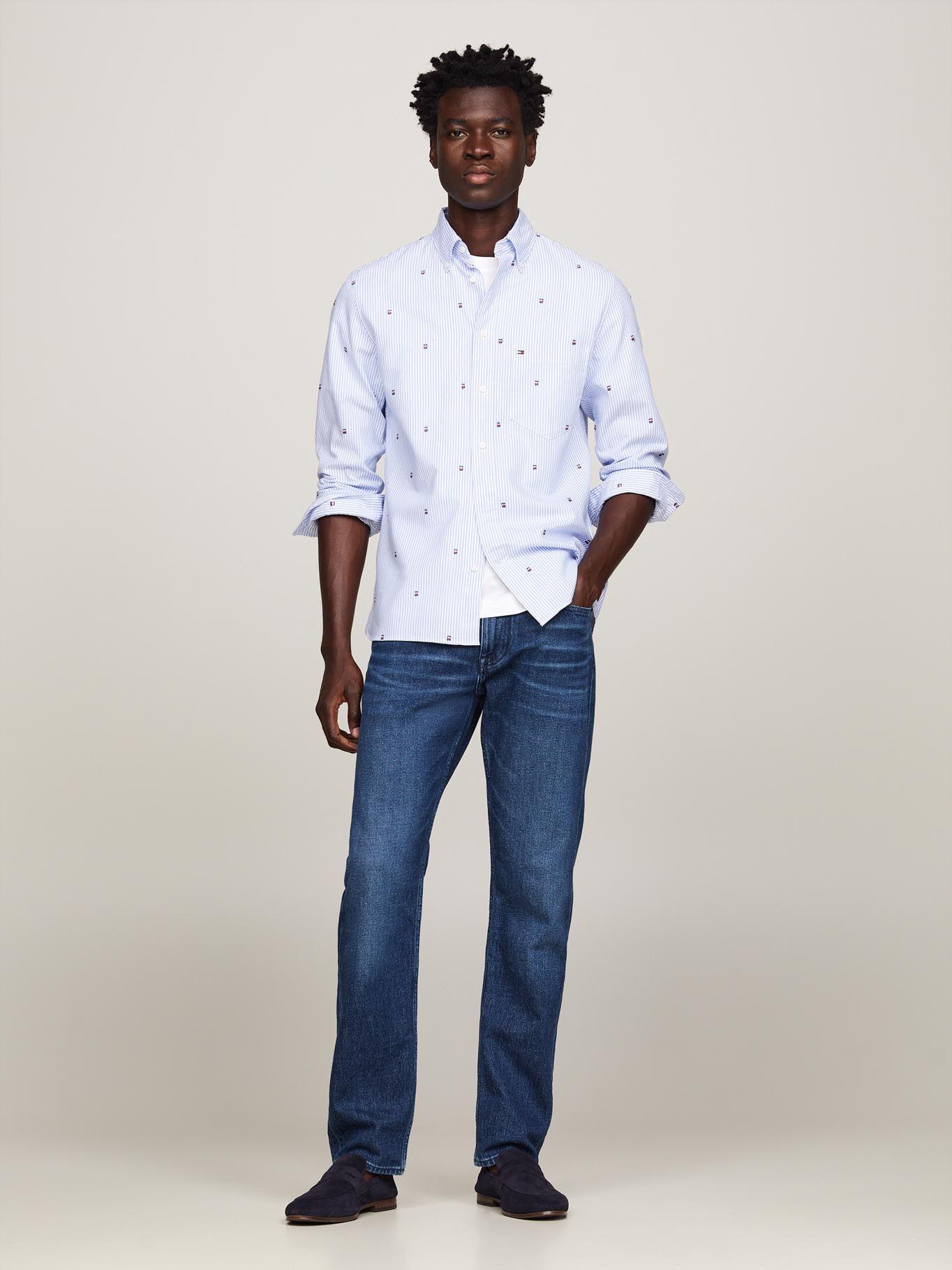 Camisa Stripe De Corte Regular Celeste Tommy Hilfiger-1