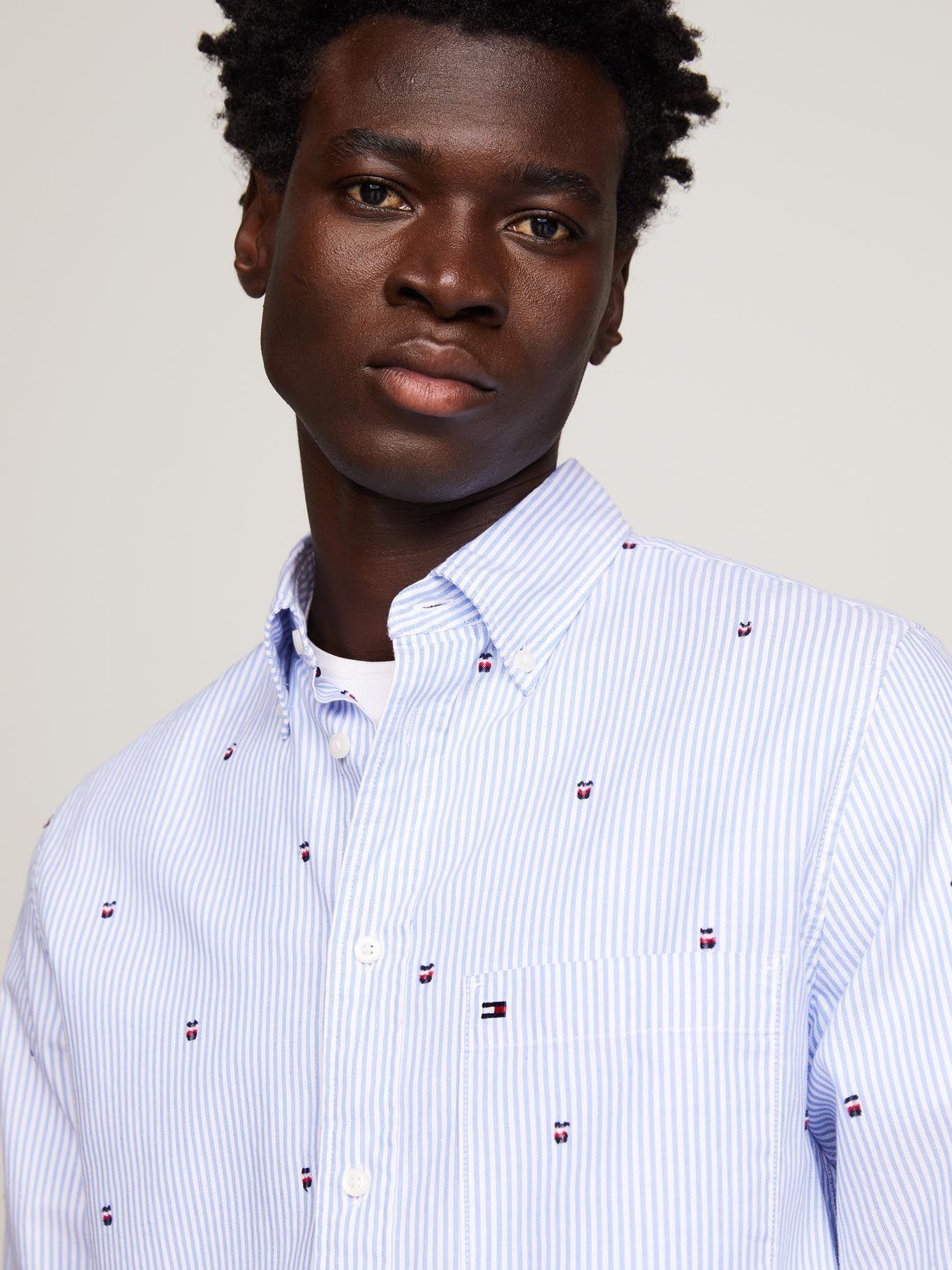 Camisa Stripe De Corte Regular Celeste Tommy Hilfiger-3