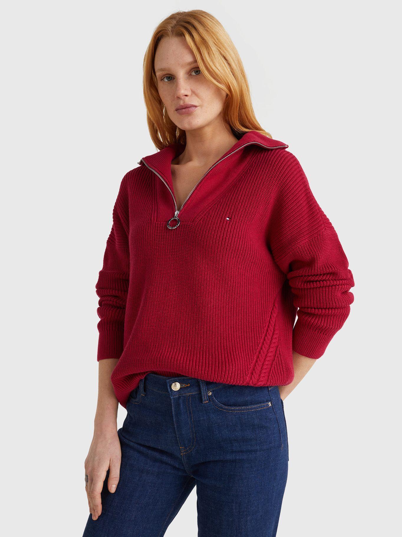 Sweater Relaxed Half Zip Rojo Tommy Hilfiger-3