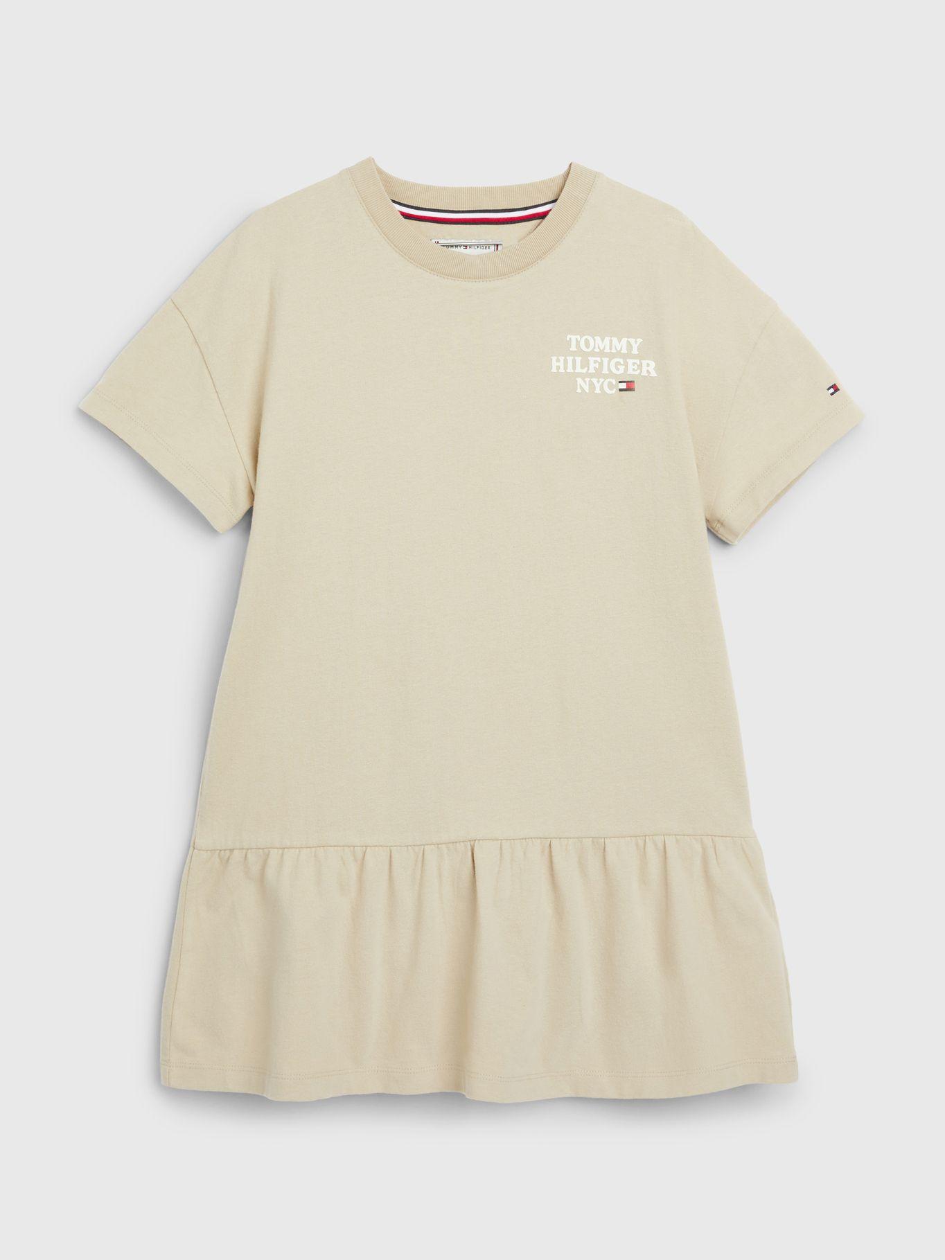 Vestido Camisero Con Logo Nyc Beige Tommy Hilfiger-0