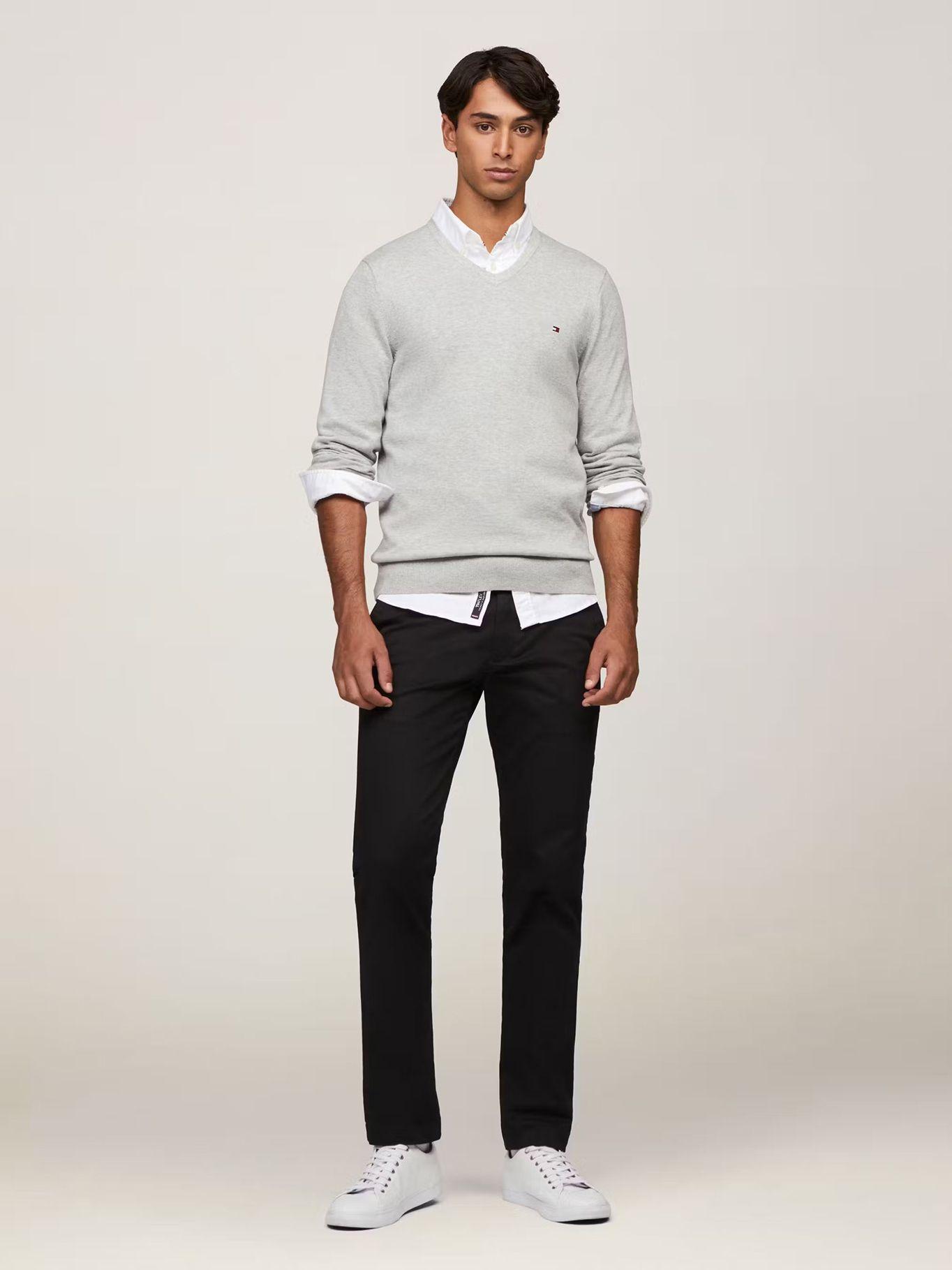 Sweater Básico Signature V-Neck Gris Tommy Hilfiger-1