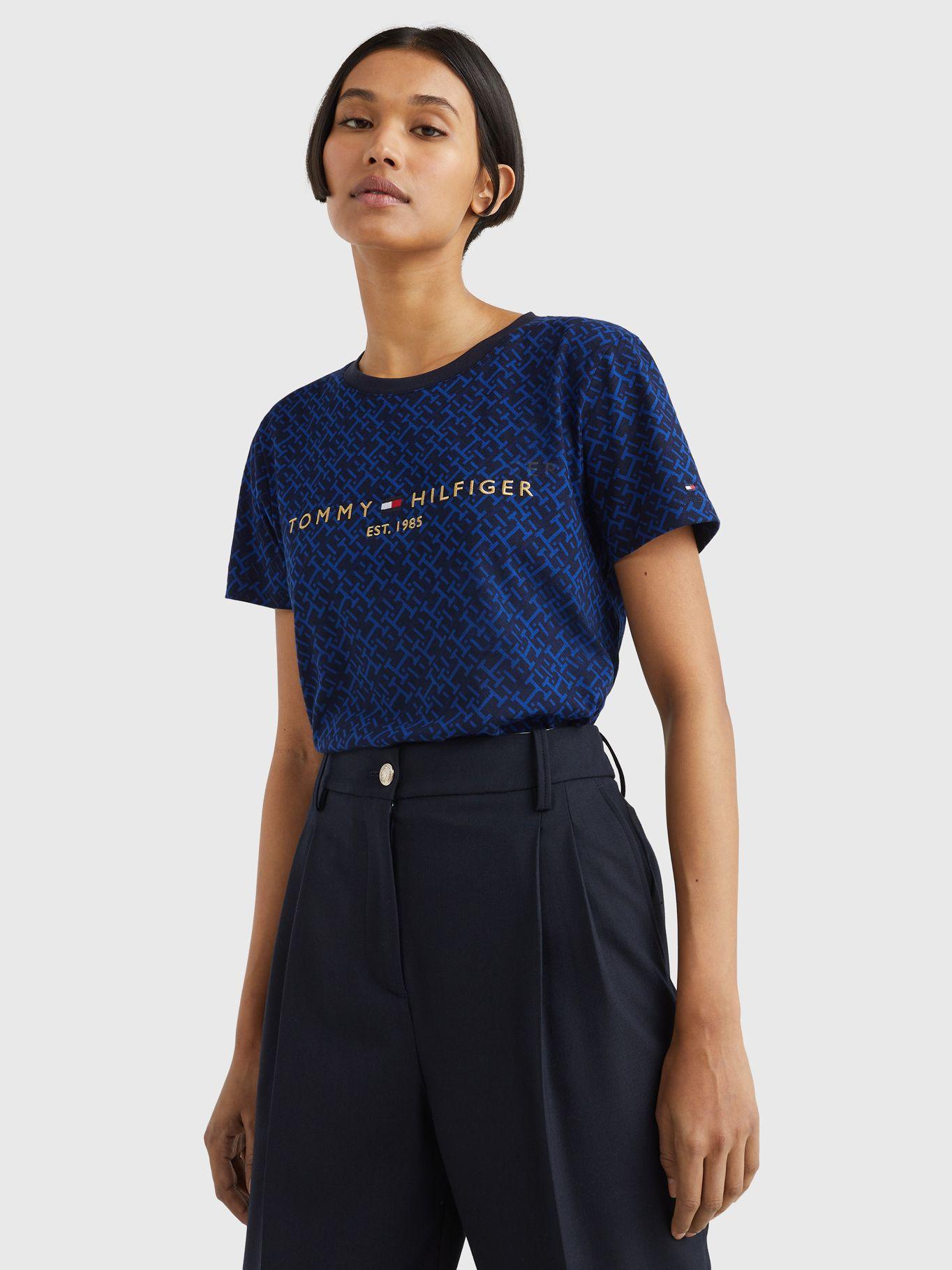 Polera Monogram Print Regular Azul Tommy Hilfiger-0