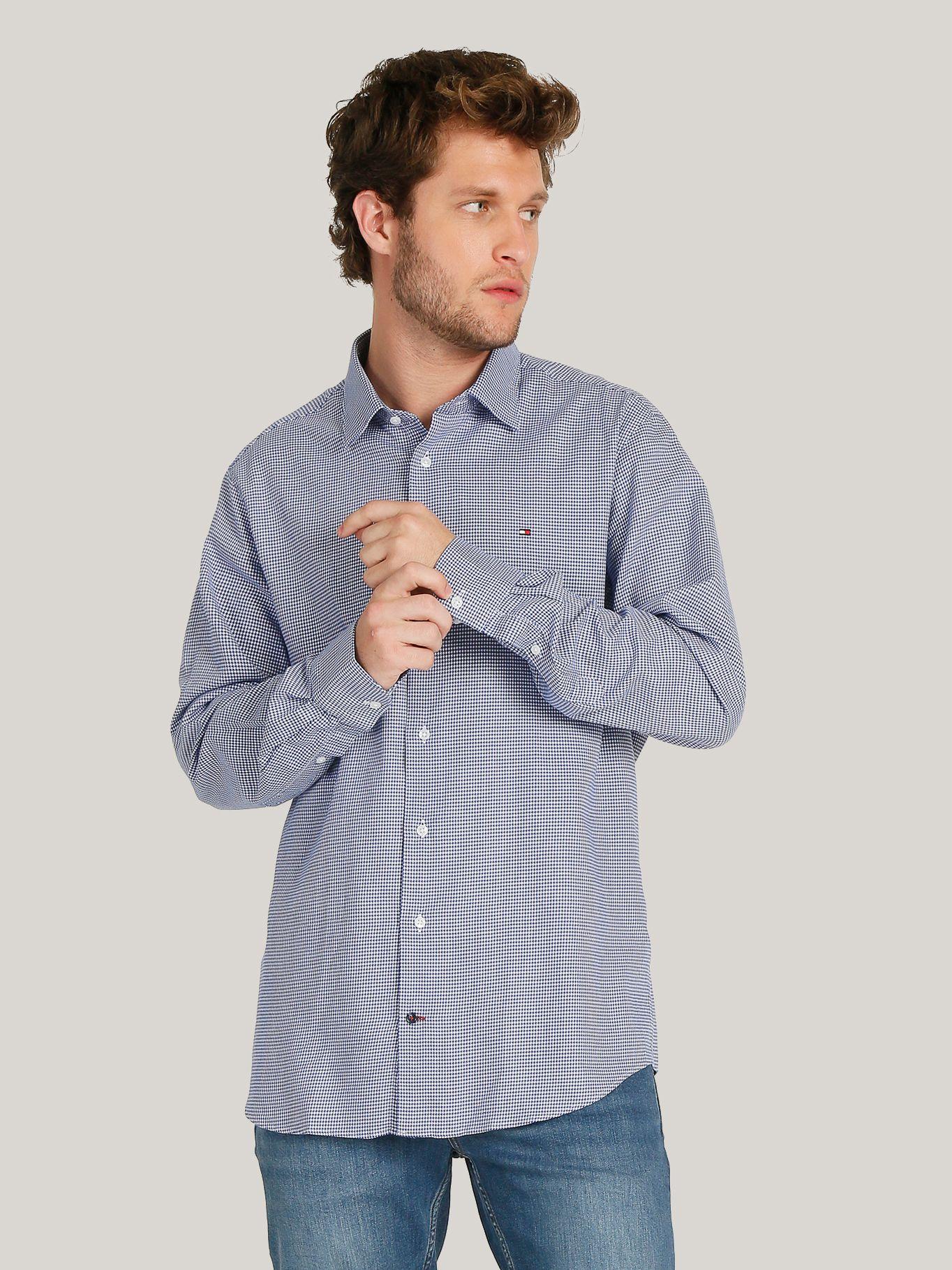 Camisa Solid Regular Fit Azul Tommy Hilfiger-0