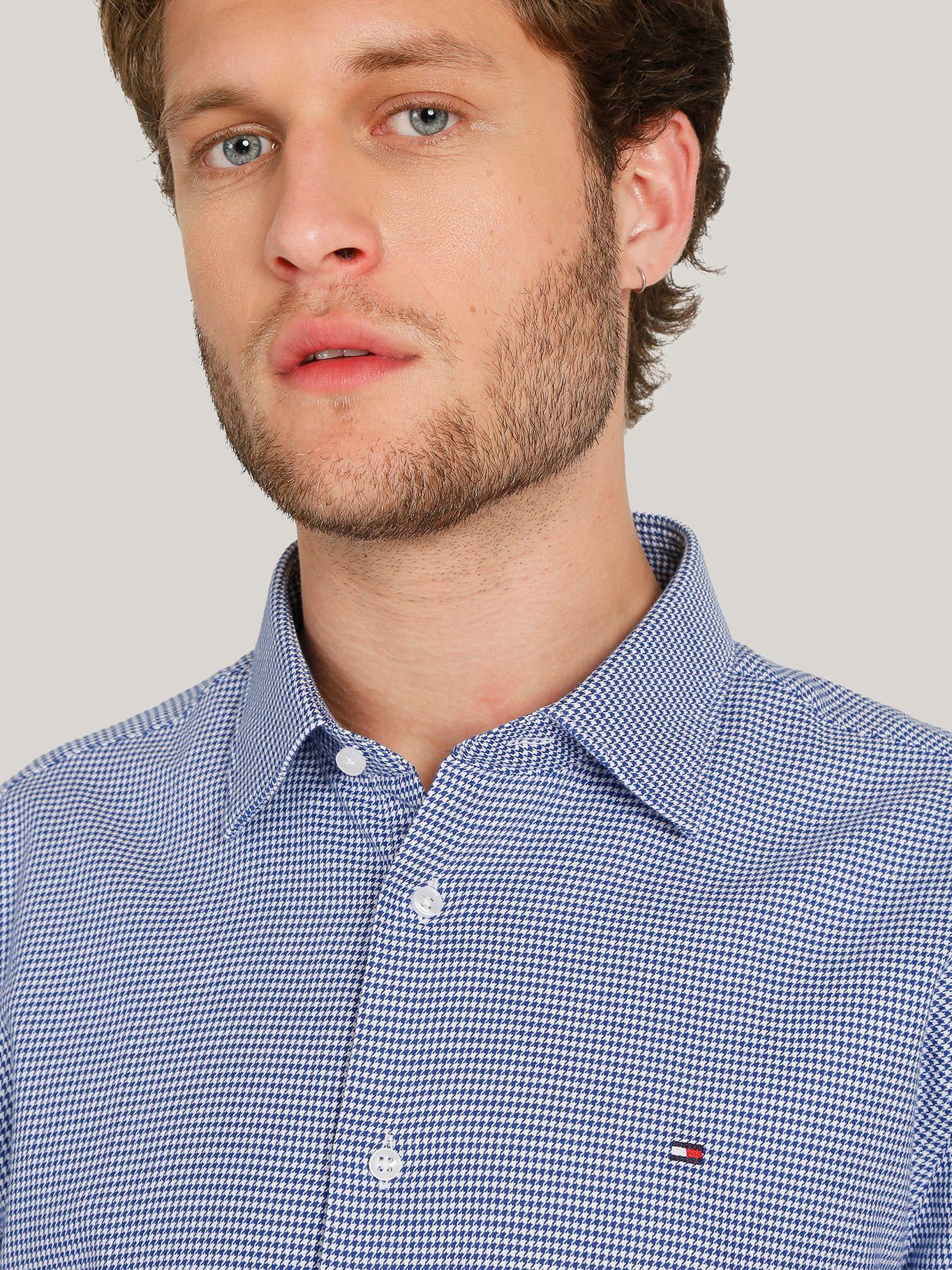 Camisa Solid Regular Fit Azul Tommy Hilfiger-4
