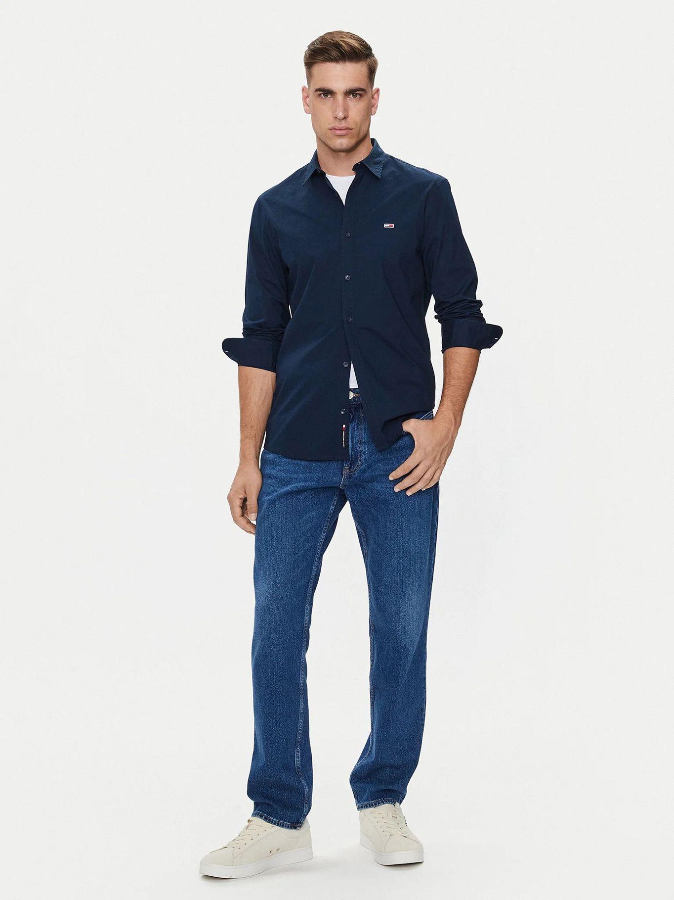 Camisa Solid De Corte Slim Azul Tommy Jeans-1