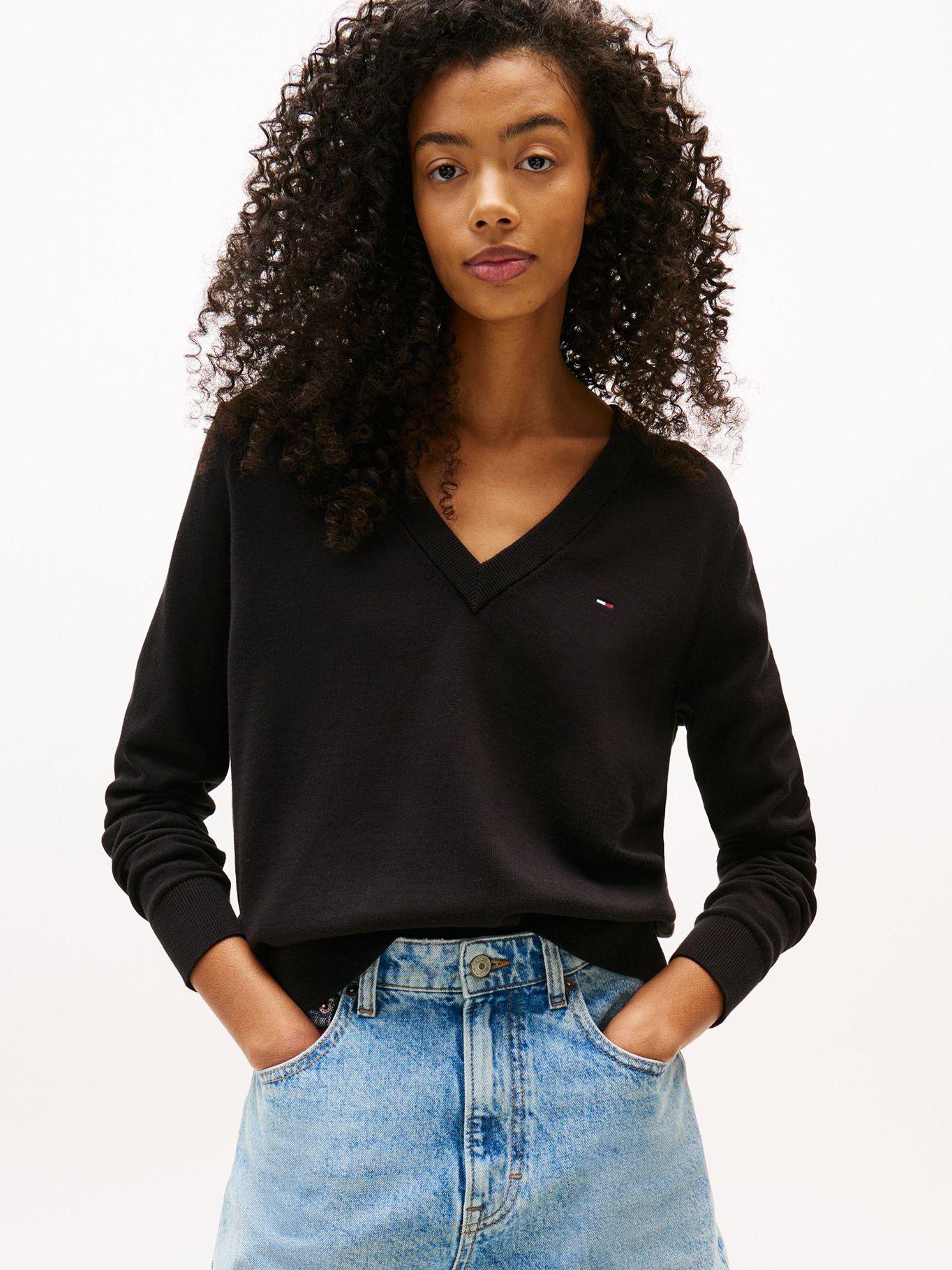 Sweater Essential V-Neck Con Logo Negro Tommy Jeans-0