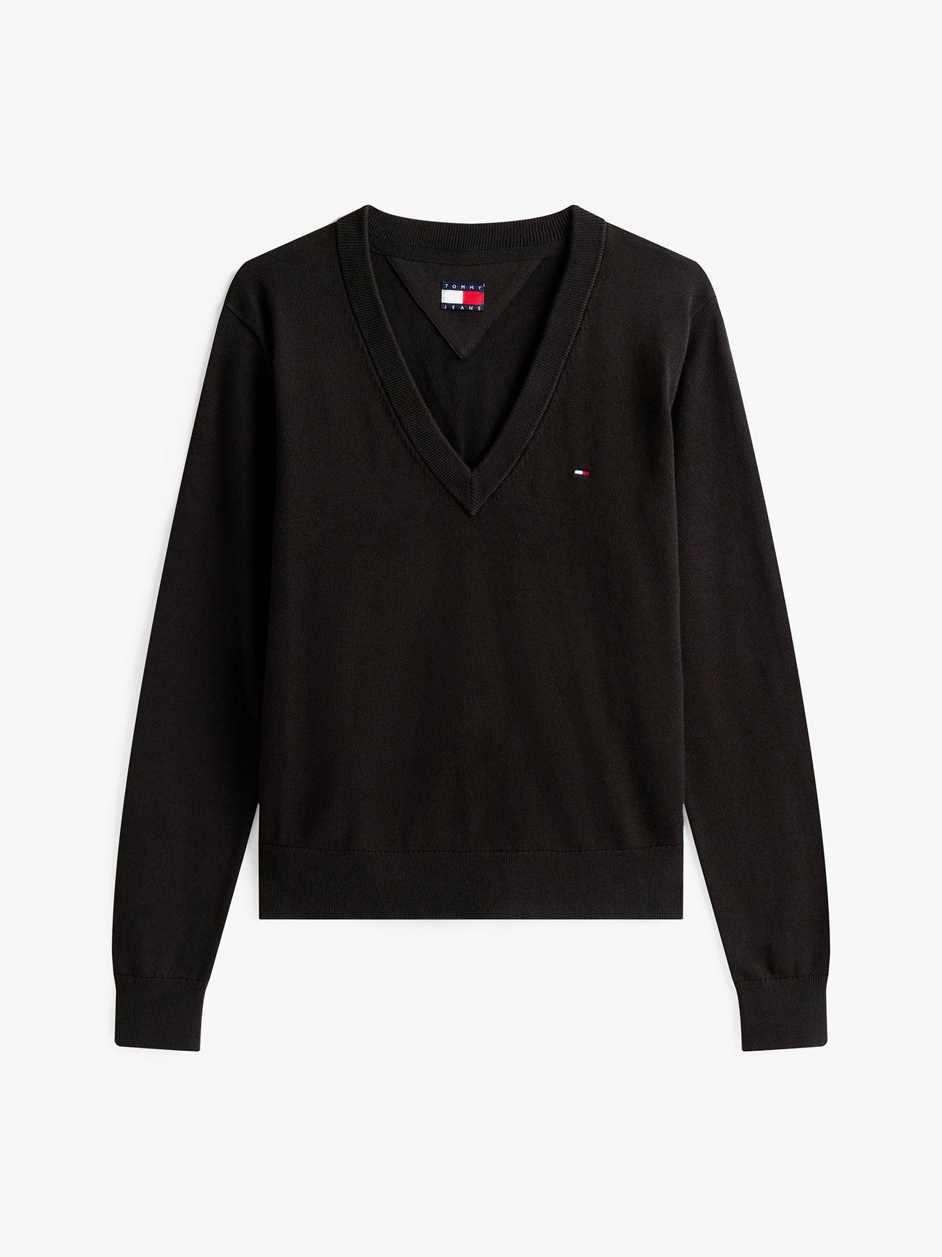 Sweater Essential V-Neck Con Logo Negro Tommy Jeans-4
