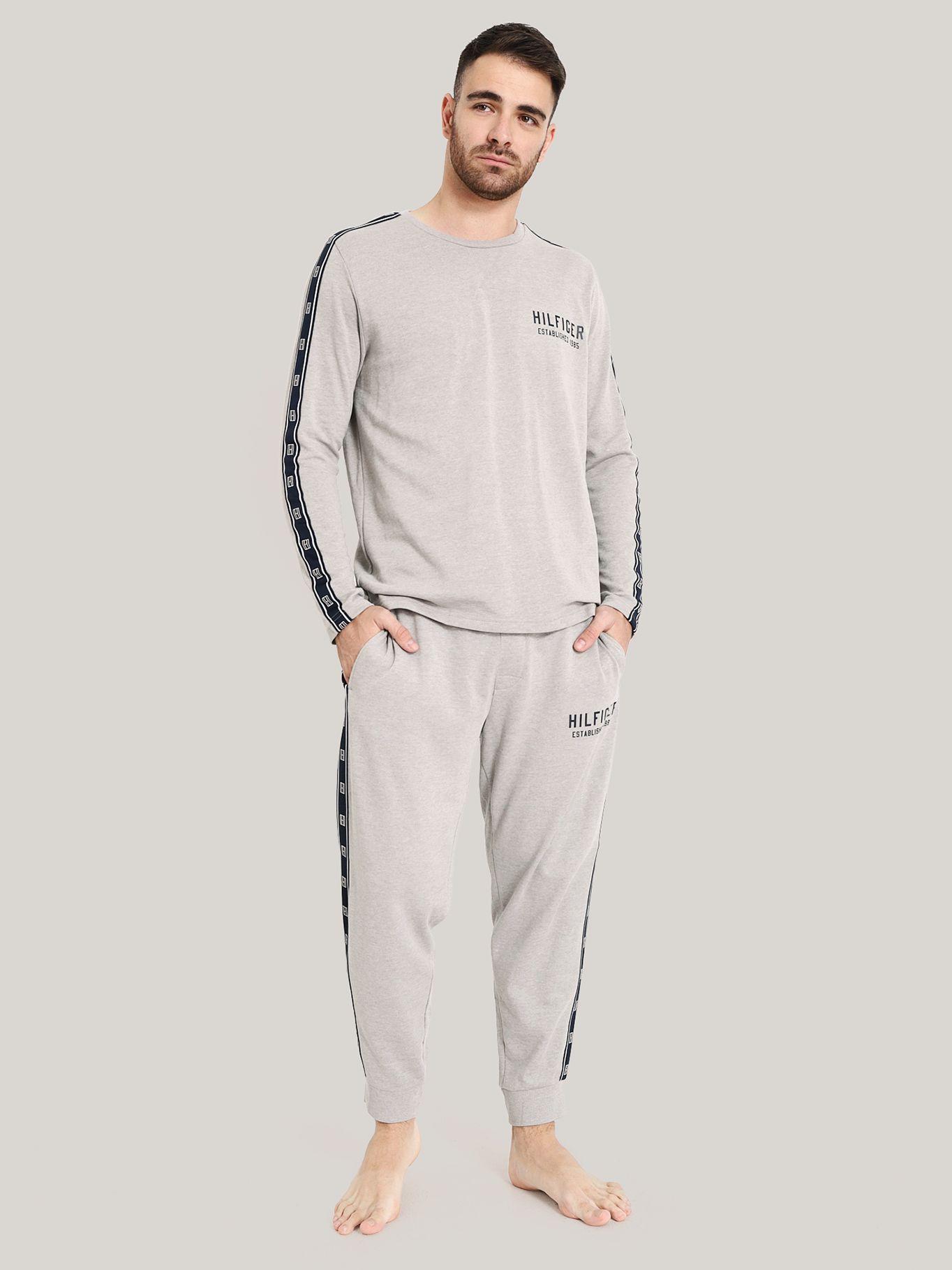 Pijama Polera C-Neck Manga Larga Gris Tommy Hilfiger-1