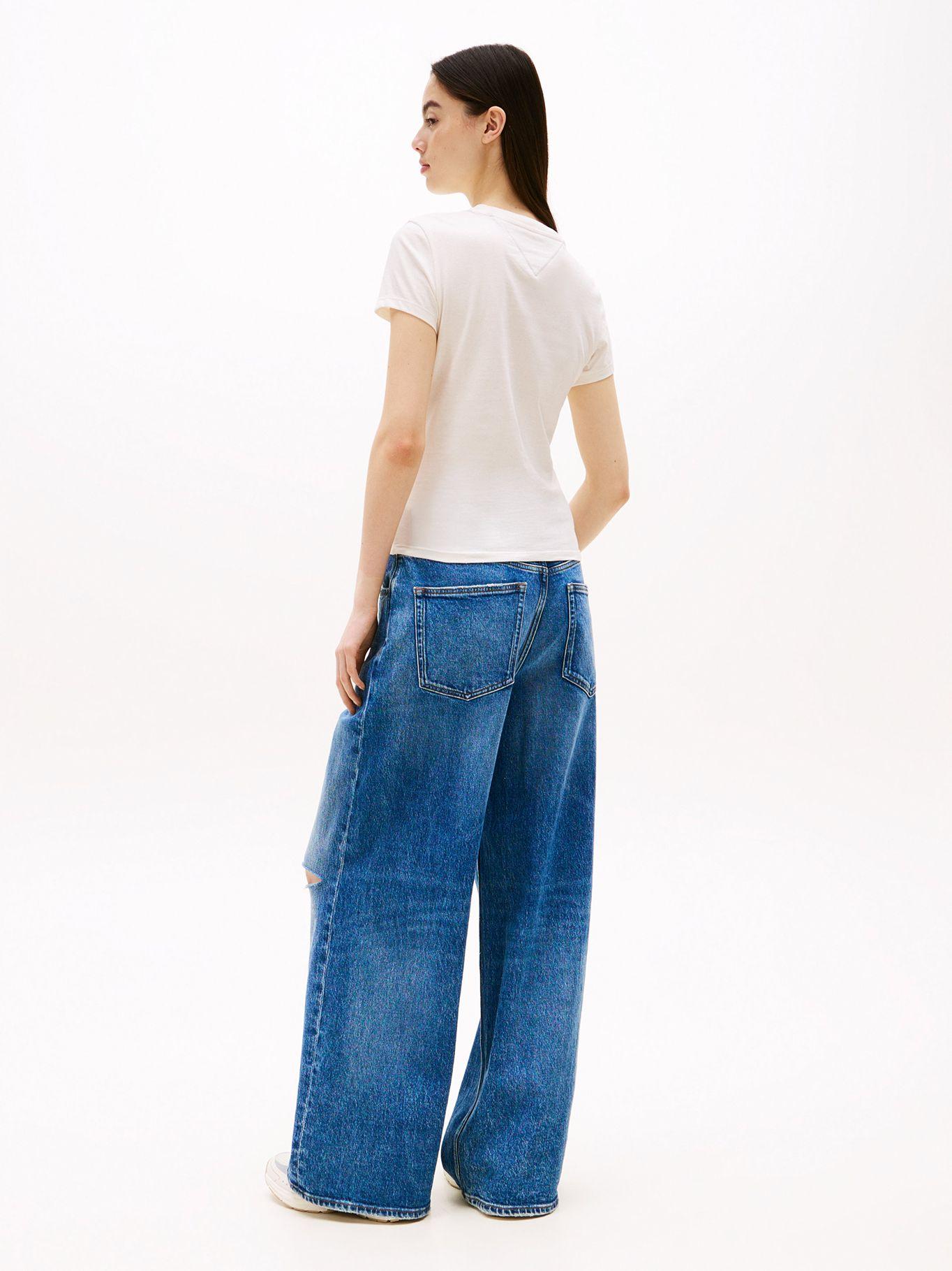 Polera Slim Fit Con Logo Lineal Blanco YBH Tommy Jeans-2