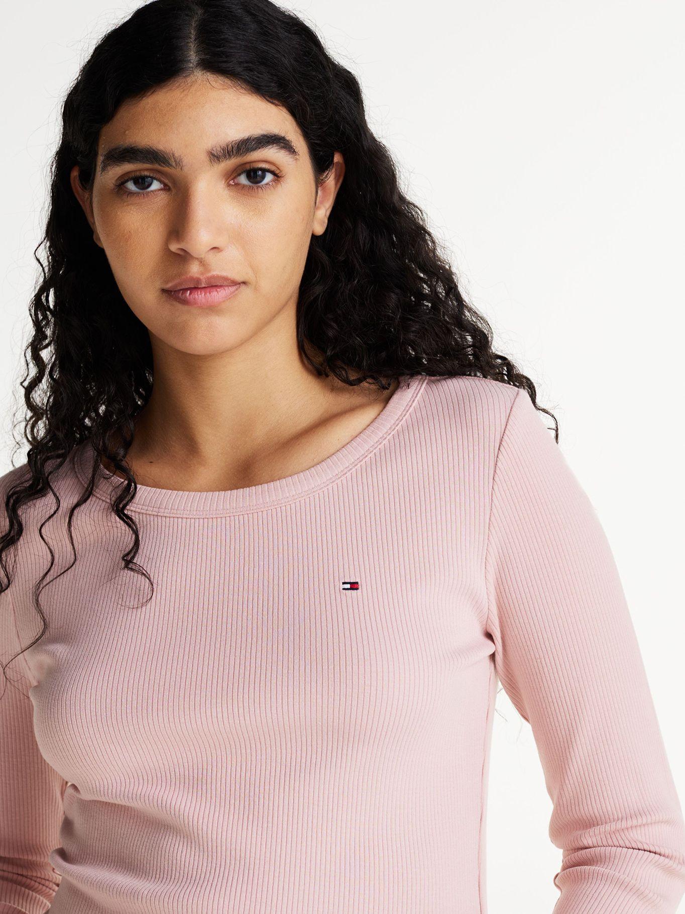 Polera Acanalada Slim Fit Con Logo Rosado Tommy Hilfiger-3