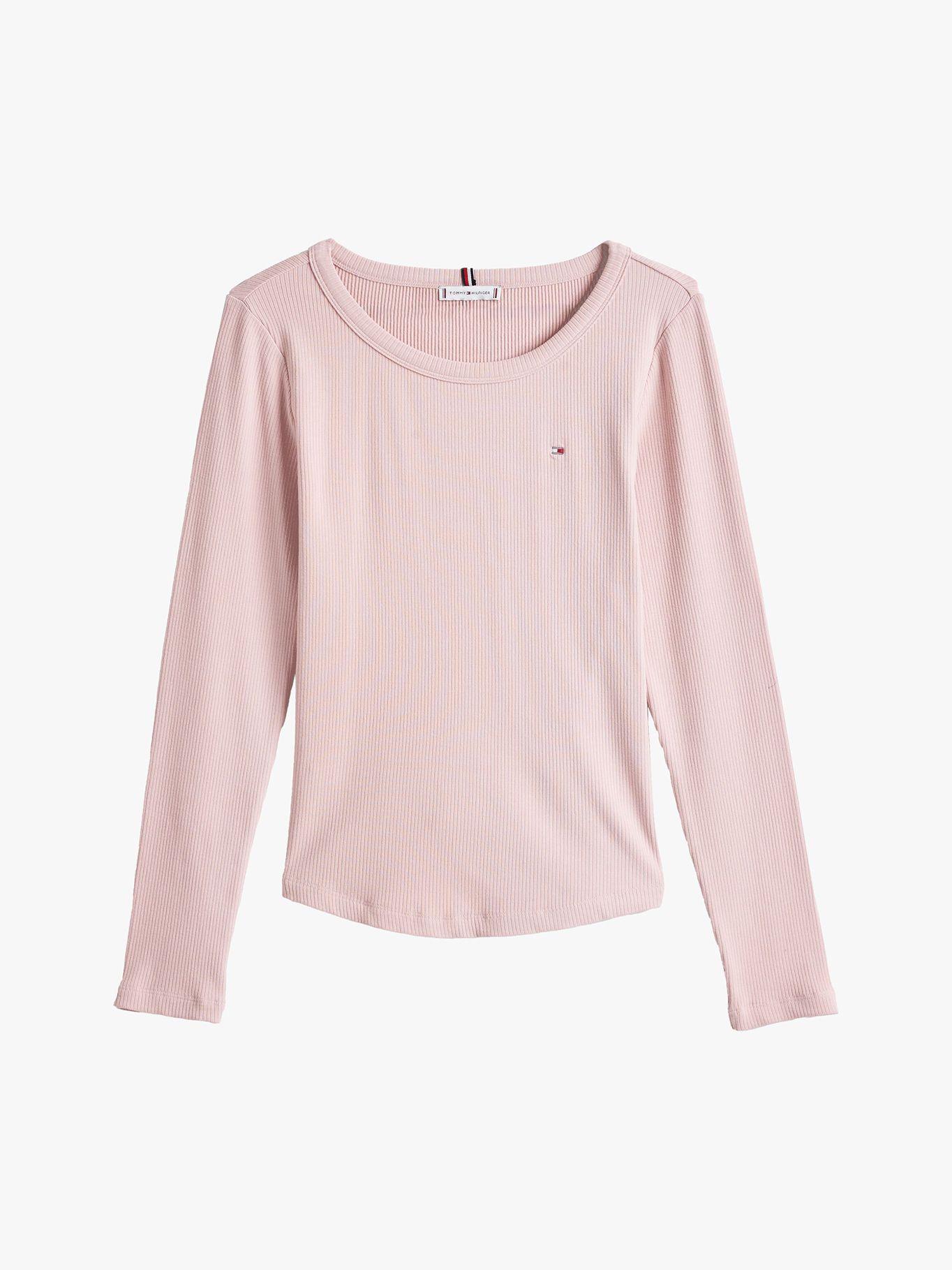 Polera Acanalada Slim Fit Con Logo Rosado Tommy Hilfiger-4