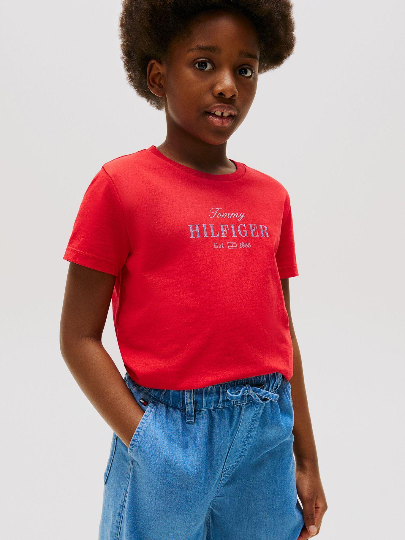 Polera Con Logo De Purpurina Rojo Tommy Hilfiger-1