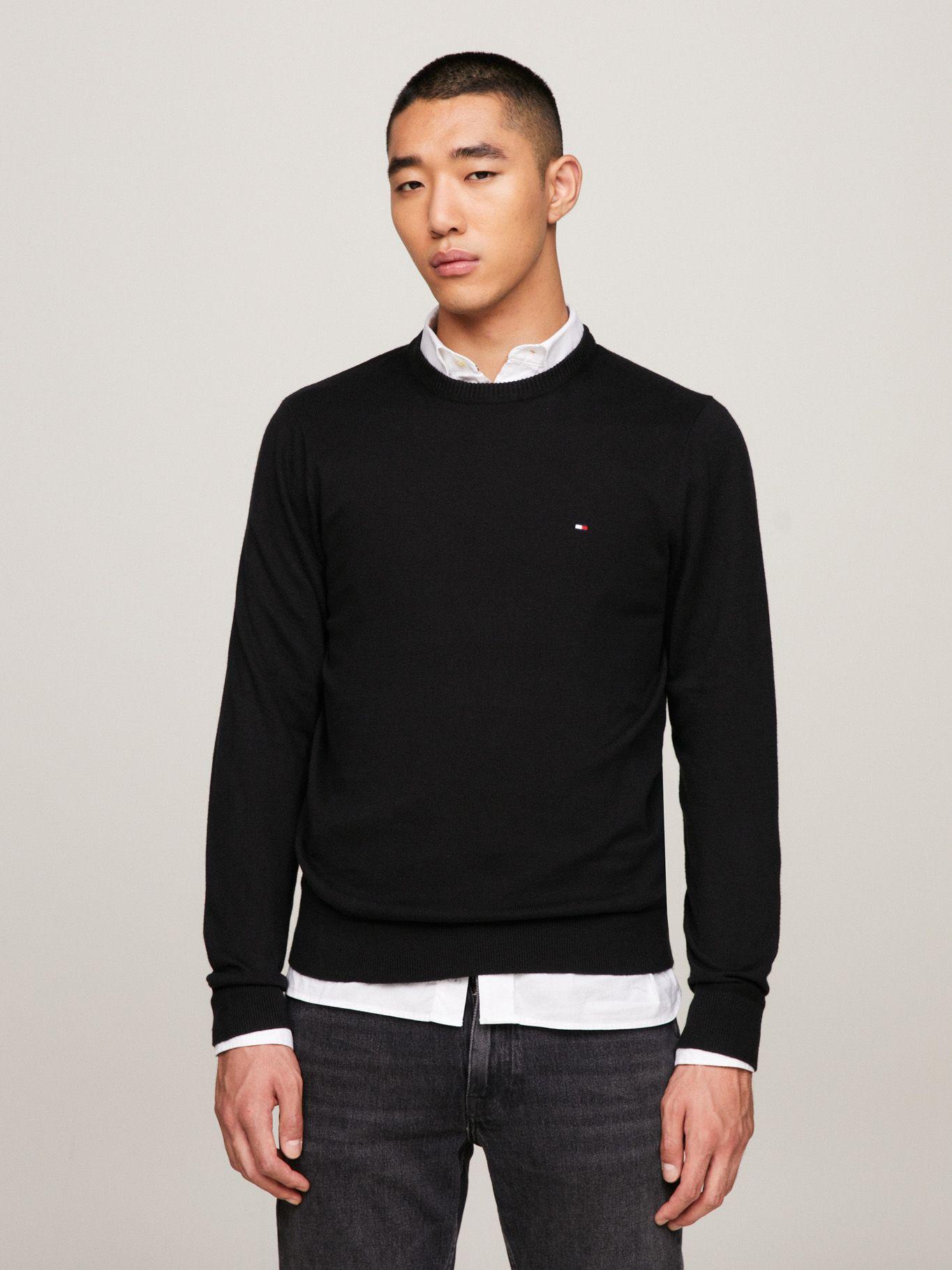 Sweater Pima Con Cachemira Y Logo Negro Tommy Hilfiger-0