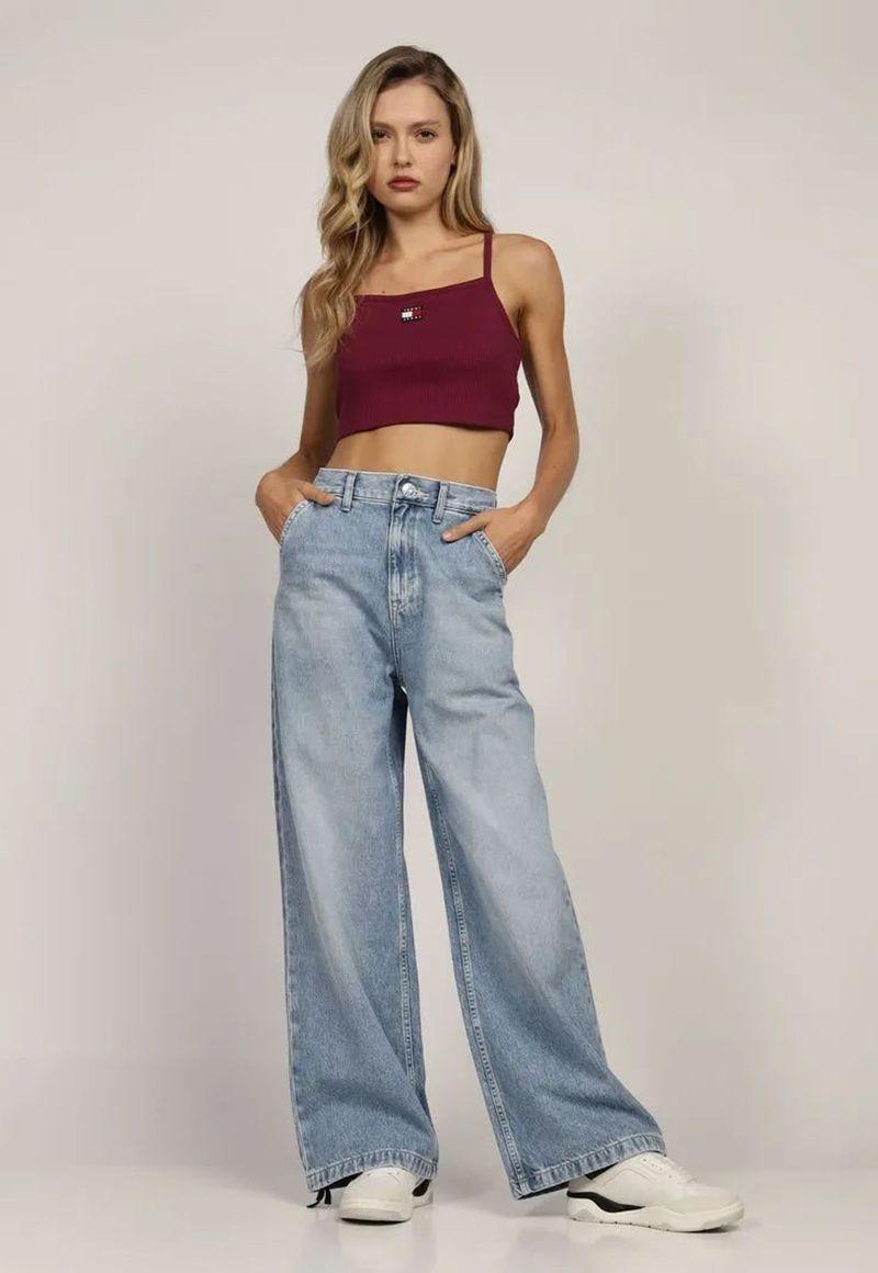 Polera Manga Pabilo Logo De Parche Burdeo Tommy Jeans-1