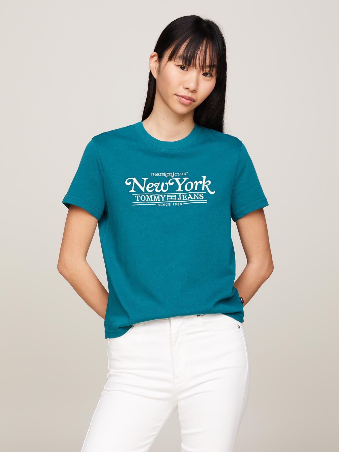 Polera Varsity Con Logo Bordado Verde Tommy Jeans-0