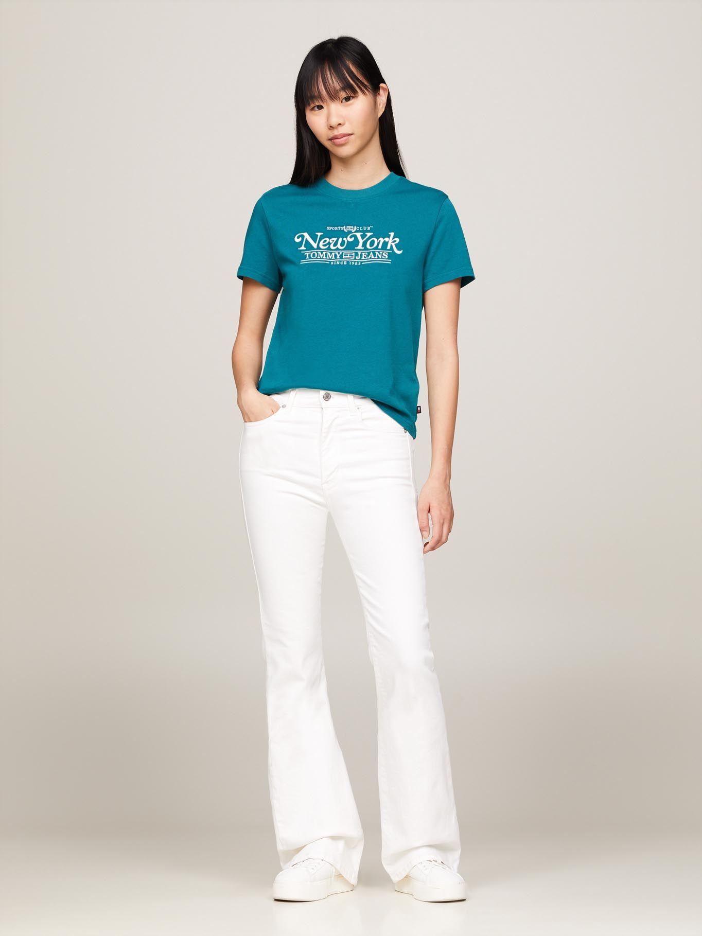 Polera Varsity Con Logo Bordado Verde Tommy Jeans-1