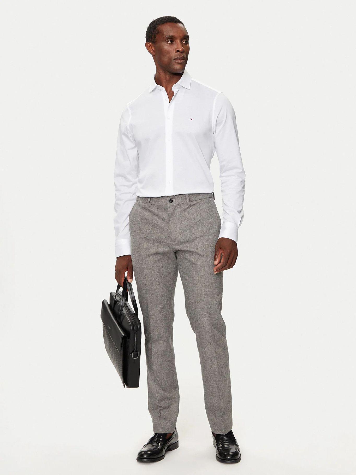 Camisa Knitted Con Logo Slim Fit Blanco Tommy Hilfiger-1