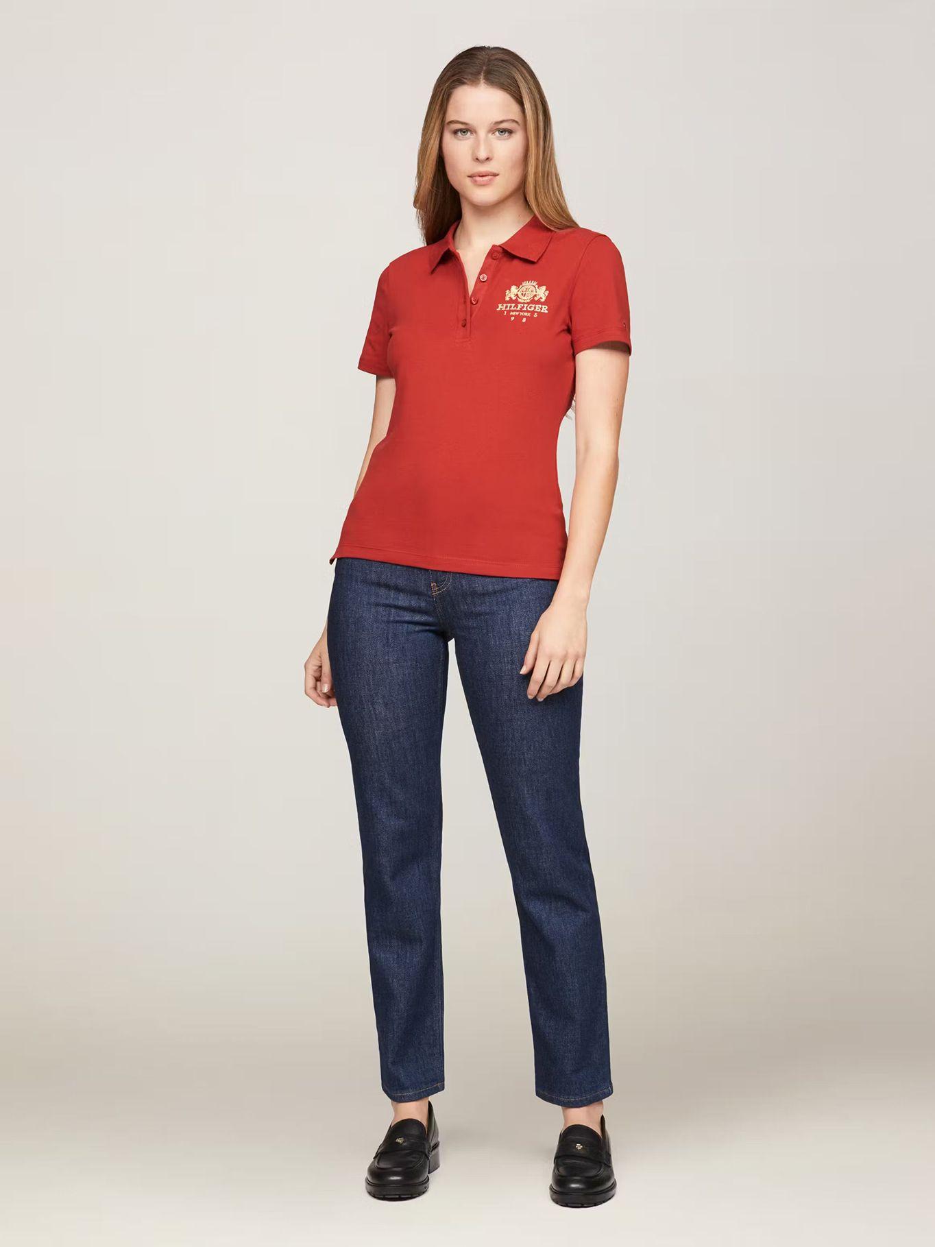Polo Varsity Crest Slim Fit Rojo Tommy Hilfiger-1