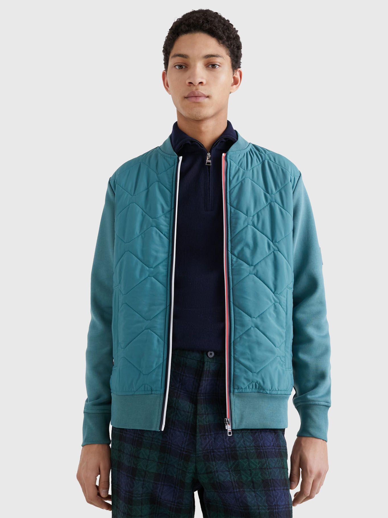 Chaqueta Bomber Mix De Texturas Verde Tommy Hilfiger-0