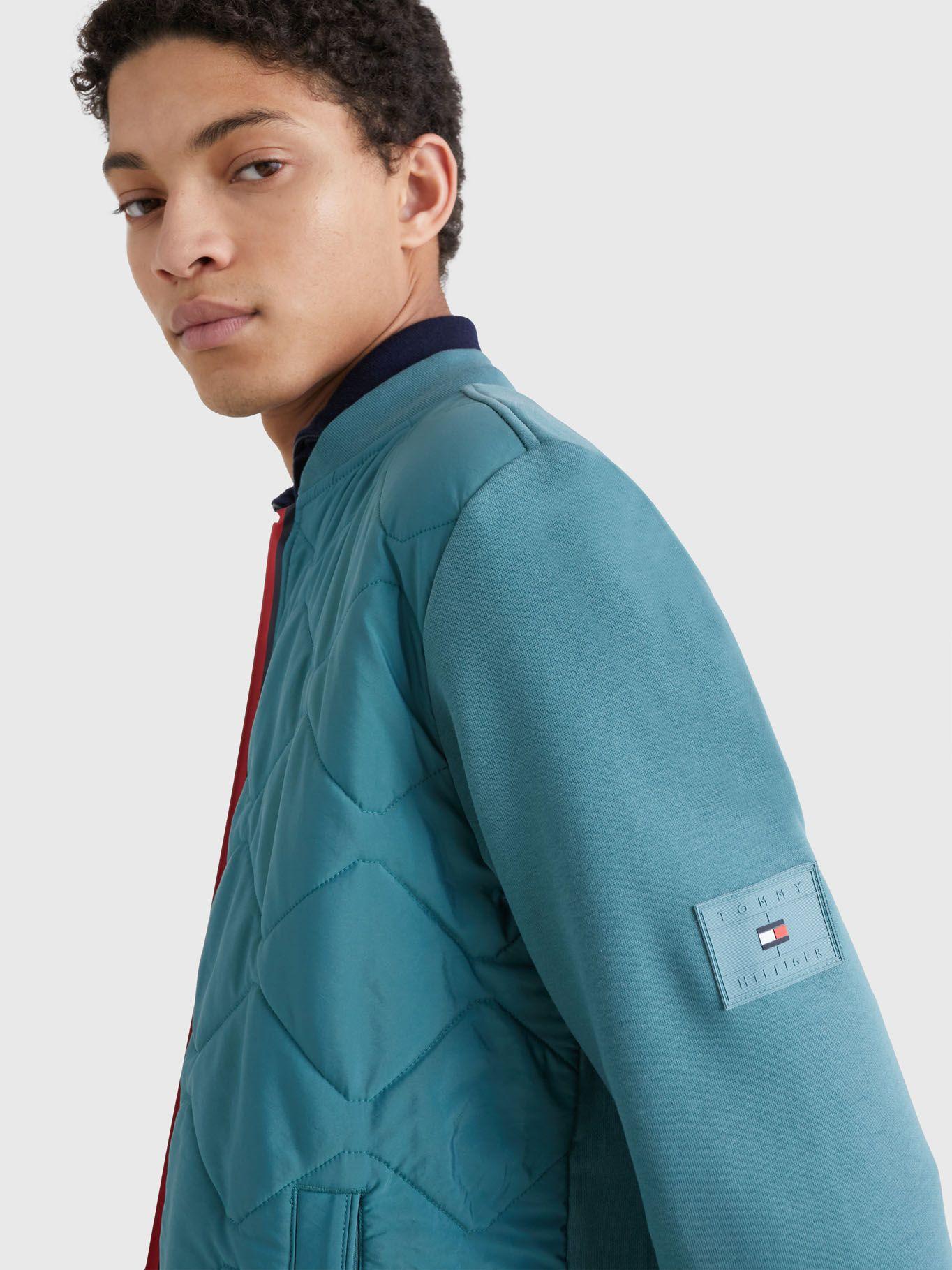 Chaqueta Bomber Mix De Texturas Verde Tommy Hilfiger-3