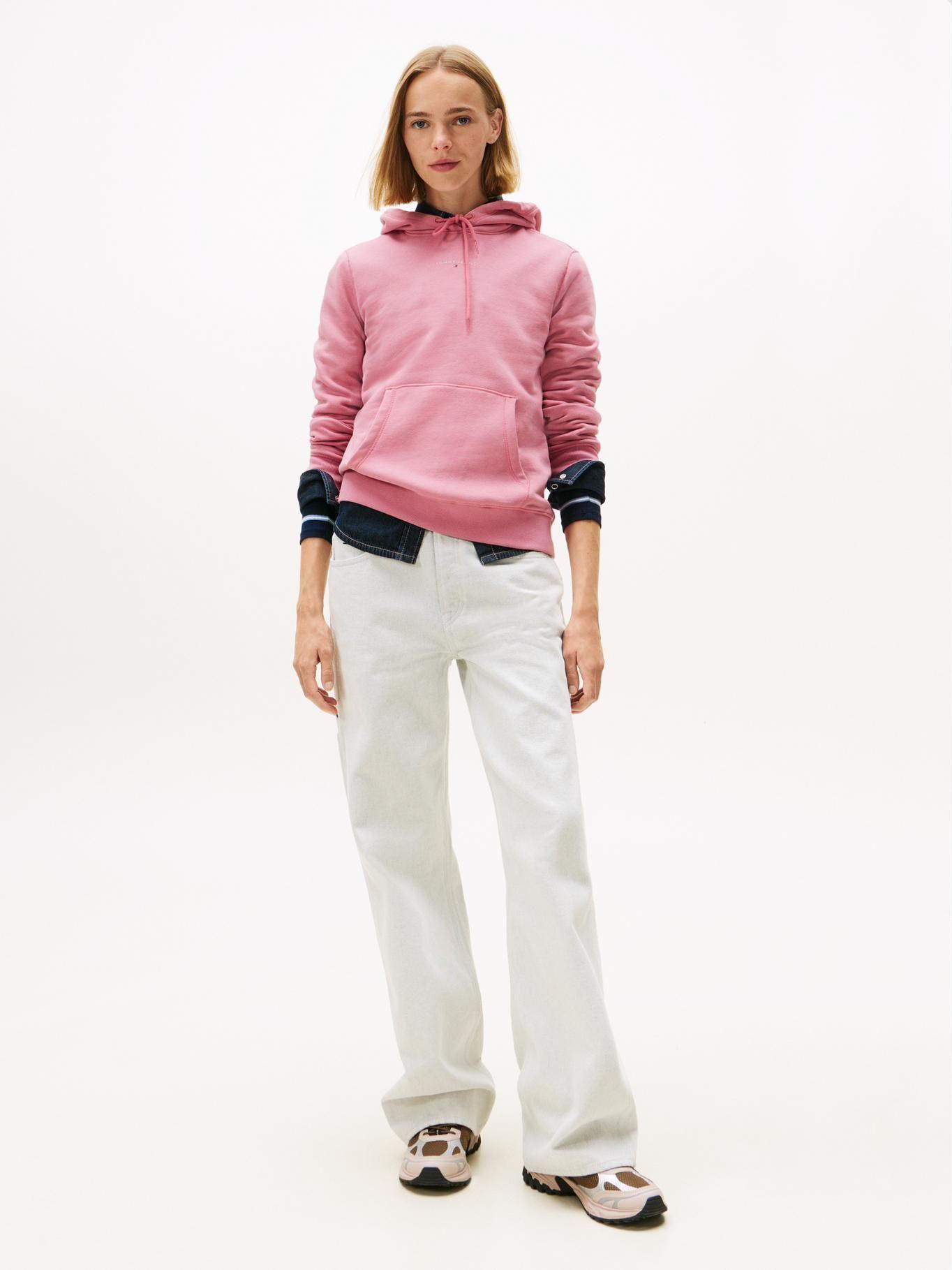 Polerón Hoodie Con Logo Lineal Rosado Tommy Jeans-1