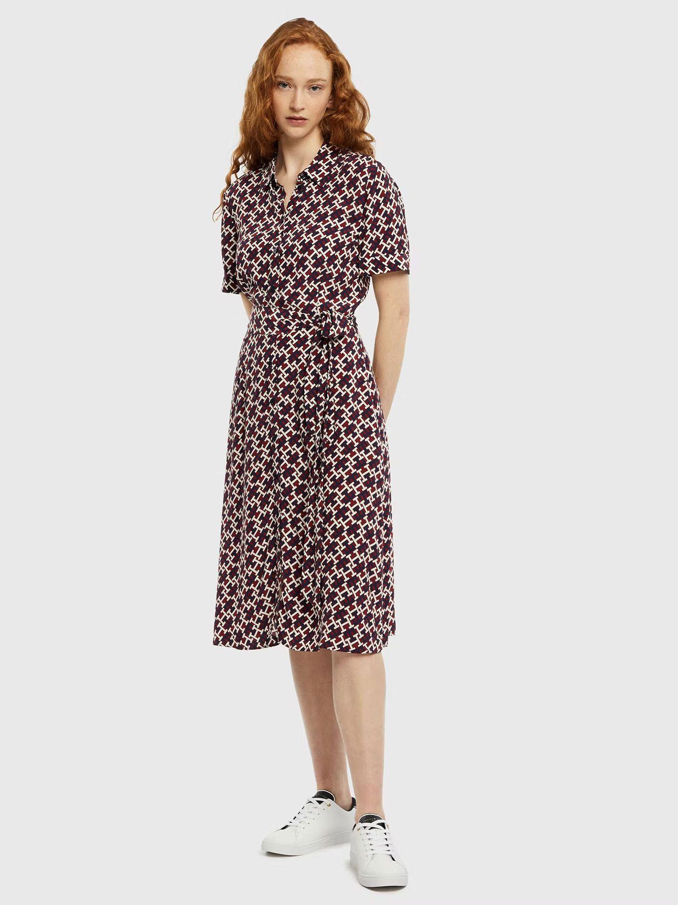 Vestido Midi Logos Monogram Burdeo Tommy Hilfiger-1