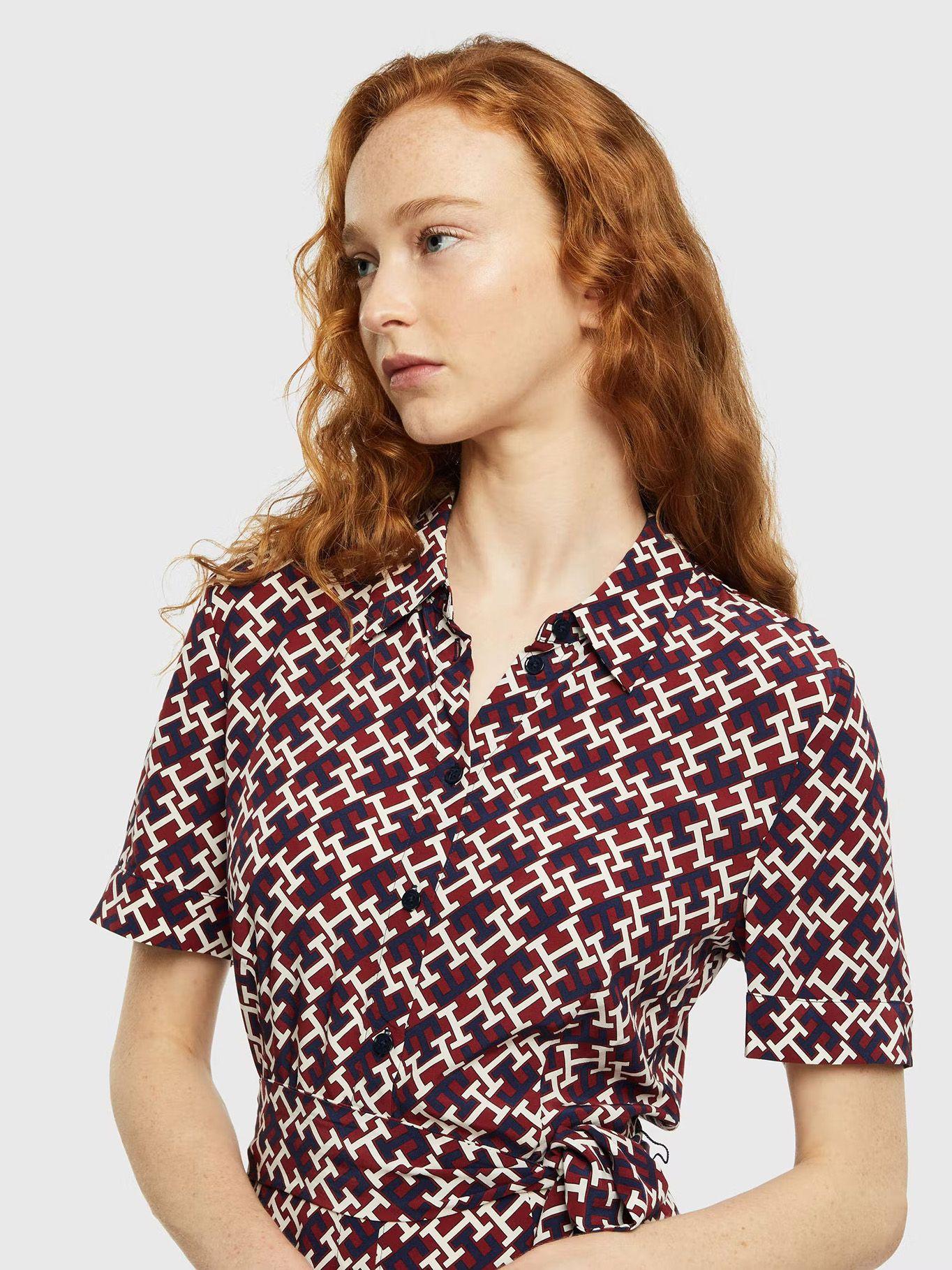 Vestido Midi Logos Monogram Burdeo Tommy Hilfiger-3