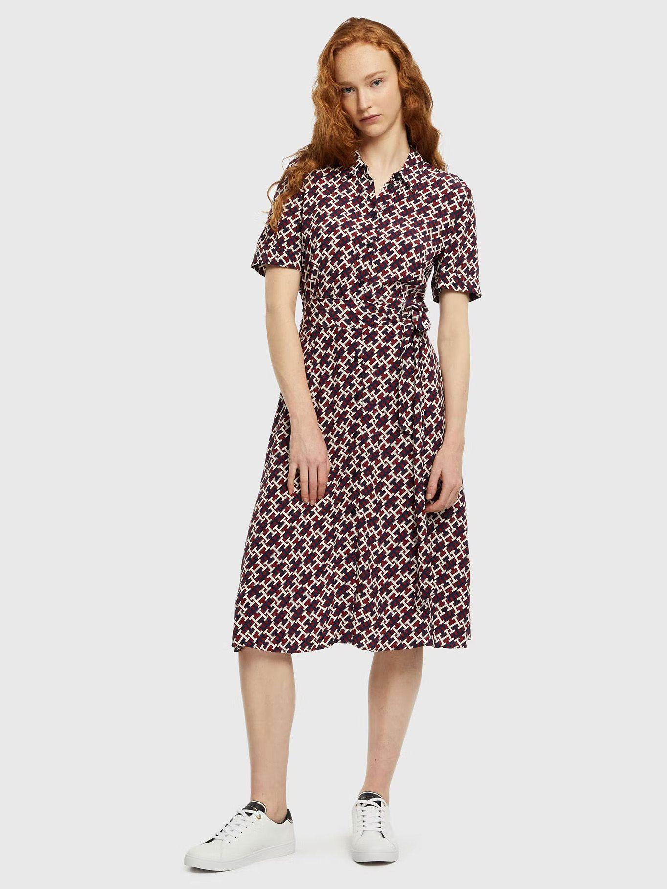 Vestido Midi Logos Monogram Burdeo Tommy Hilfiger-0