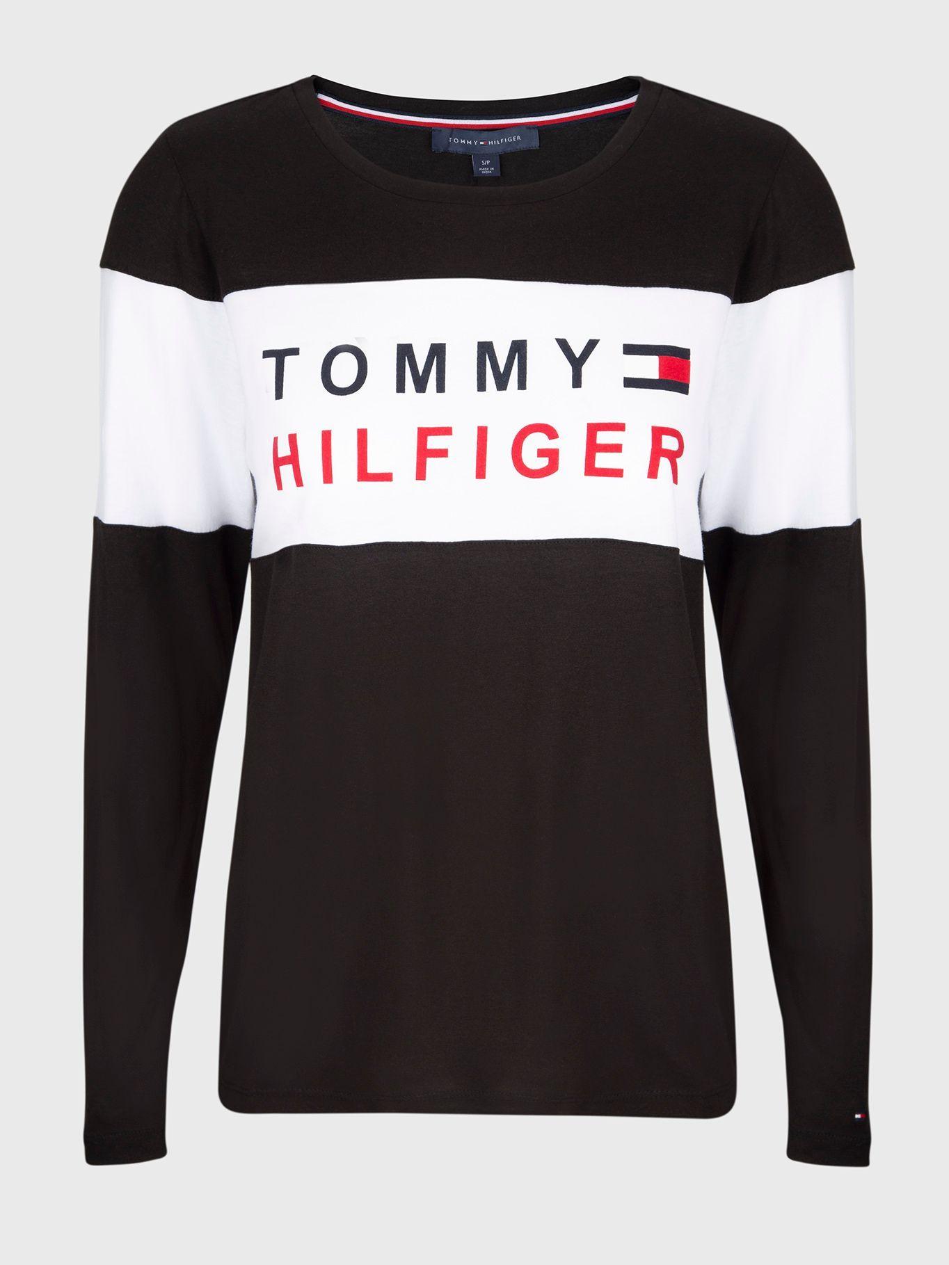 Polera Manga Larga Color Block Logo Negro Tommy Hilfiger-0