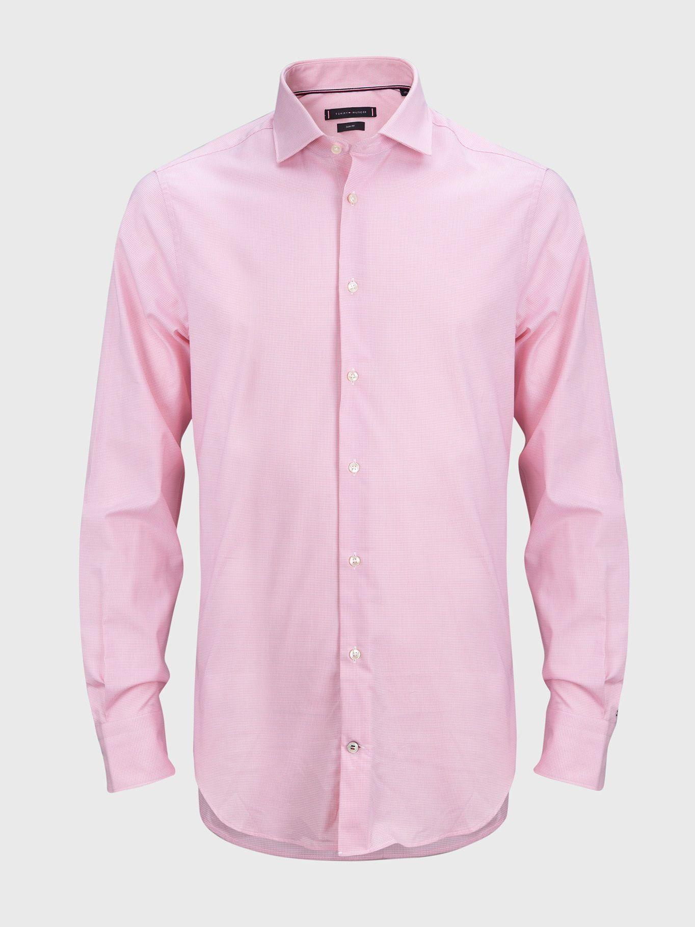 Camisa Con Microestampado Rosado Tommy Hilfiger-0