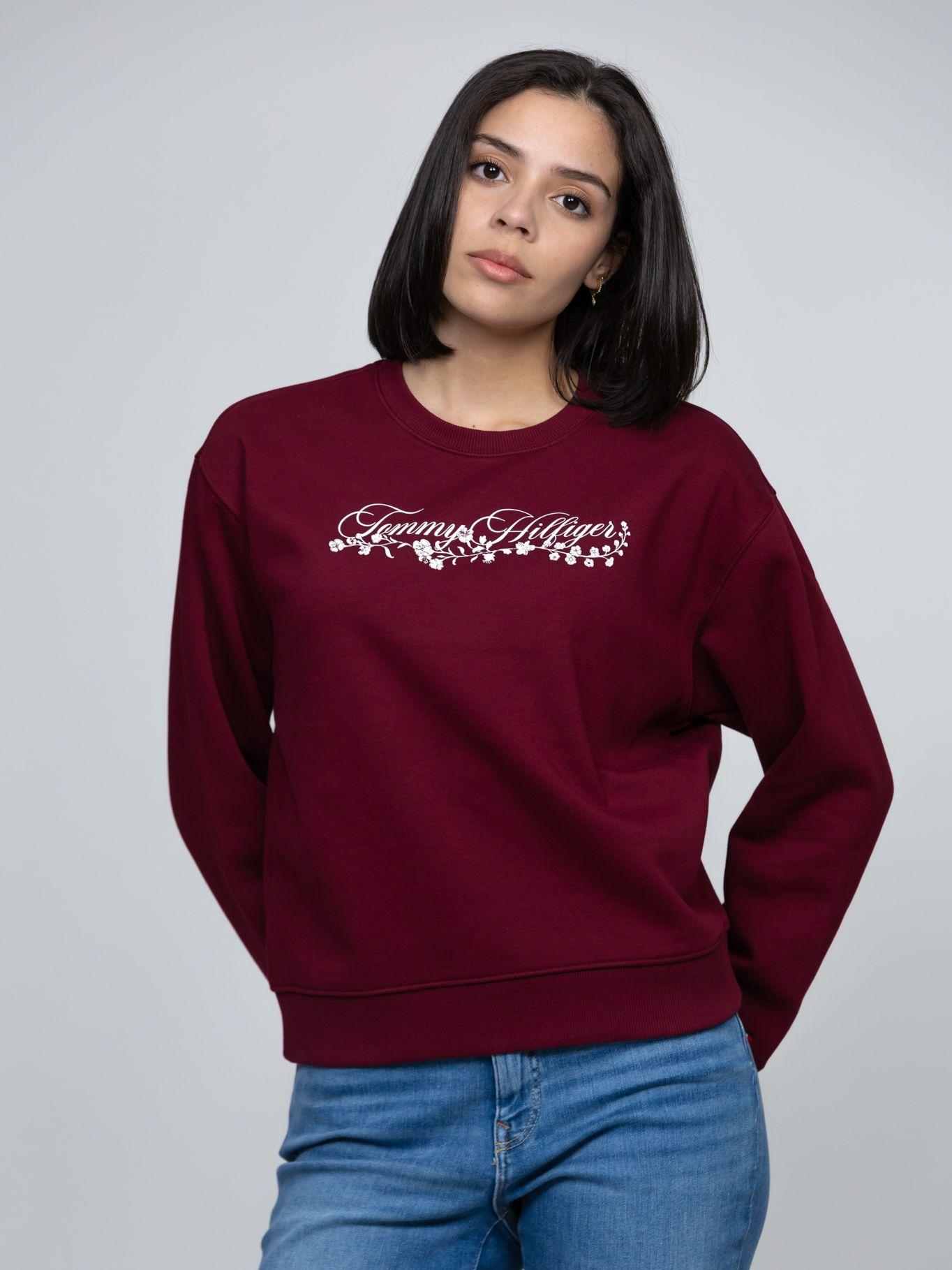 Polerón Con Logo Gráfico Burdeo Tommy Hilfiger-0