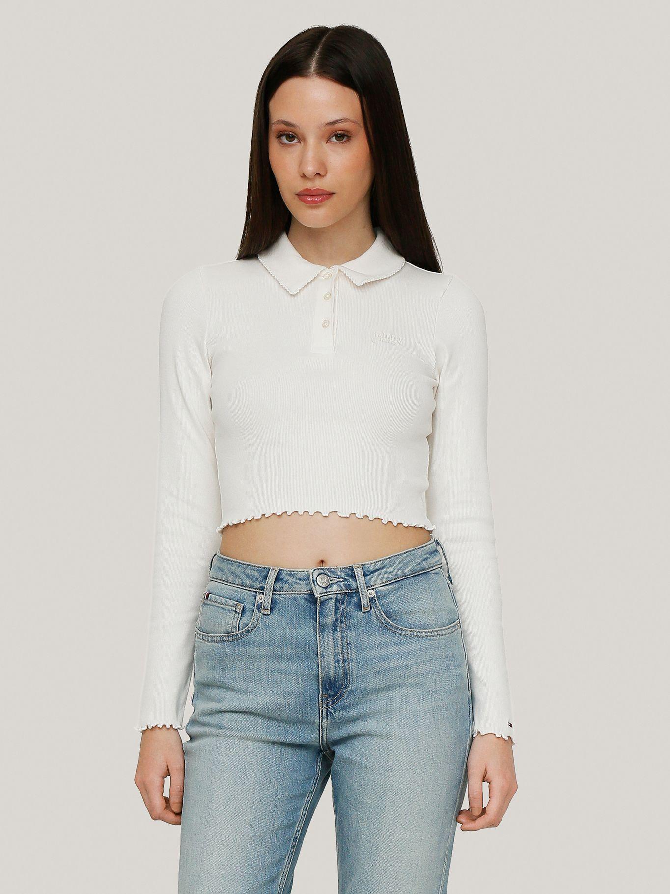Polo Cropped Slim Fit Blanco Tommy Jeans-0