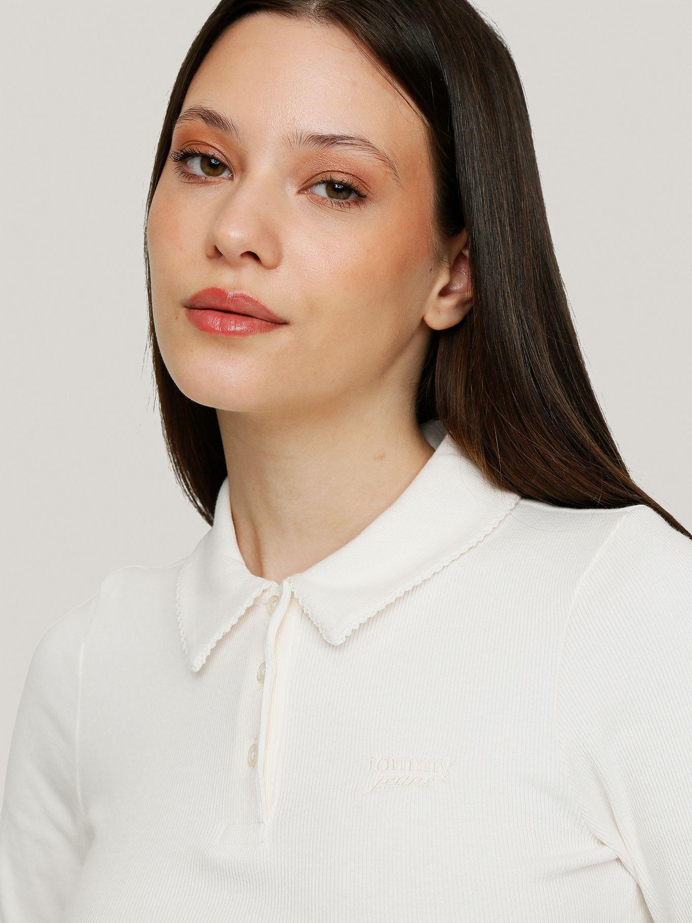 Polo Cropped Slim Fit Blanco Tommy Jeans-4