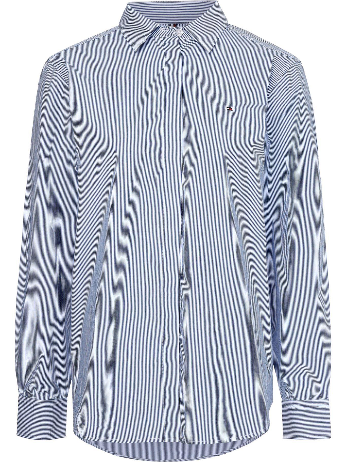 Camisa Relaxed A Rayas Celeste Tommy Hilfiger-0