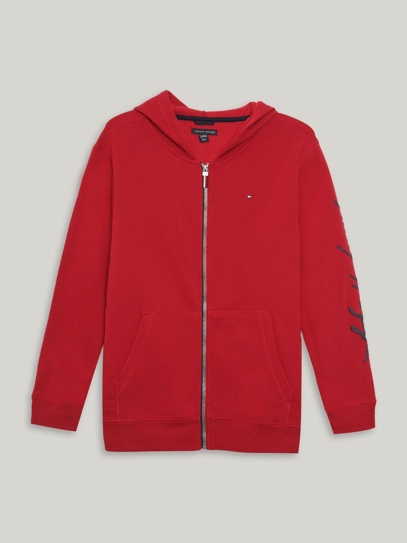 Polerón Hoodie De Niño Log Script Rojo Tommy Hilfiger-0