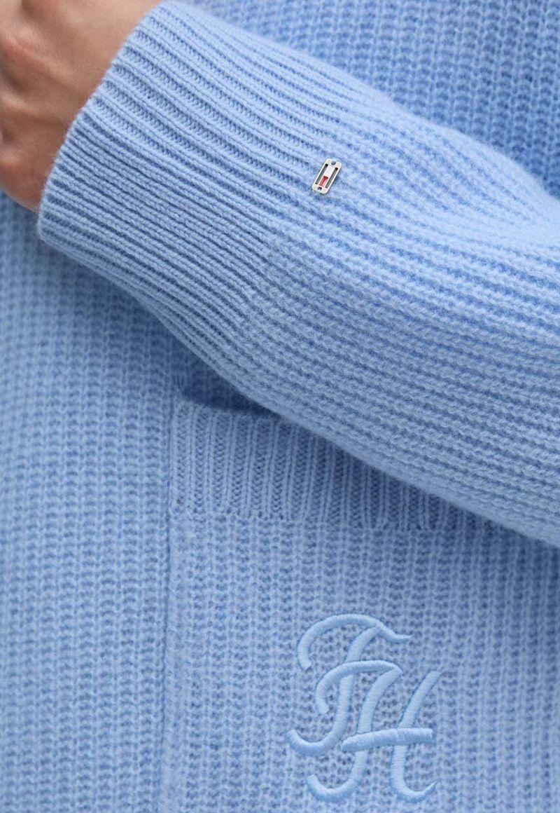 Sweater Cuello V Dos Bolsillos Celeste Tommy Hilfiger-4
