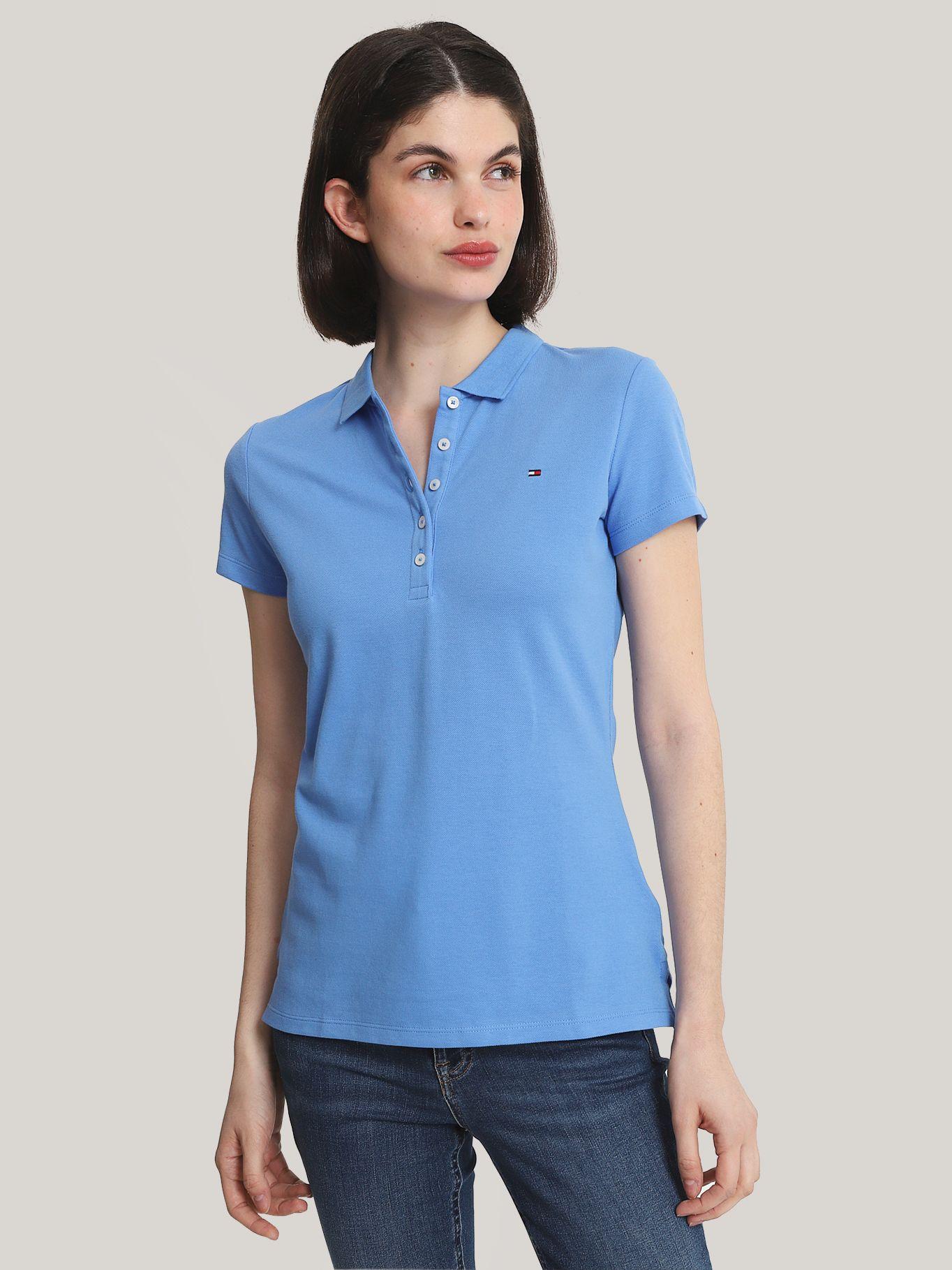 Polo Solid Slim Fit Con 5 Botones Celeste Tommy Hilfiger-0