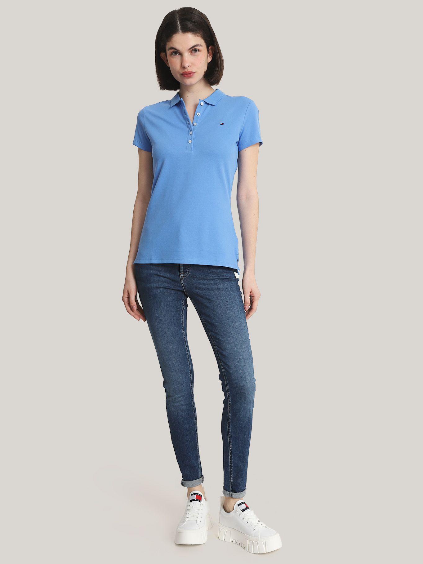 Polo Solid Slim Fit Con 5 Botones Celeste Tommy Hilfiger-1