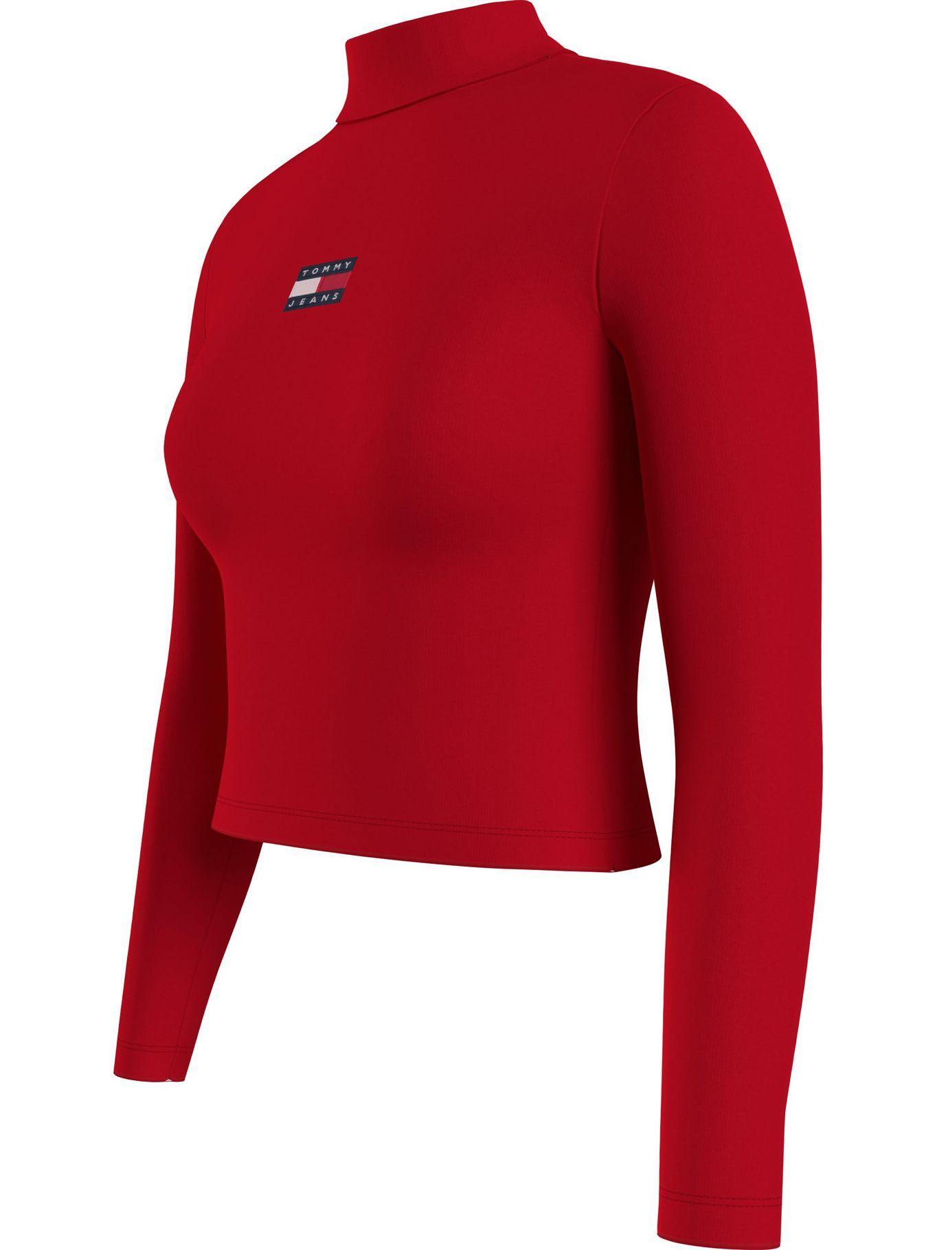 Polera Crop Cuello Monk Rojo Tommy Jeans A2-2