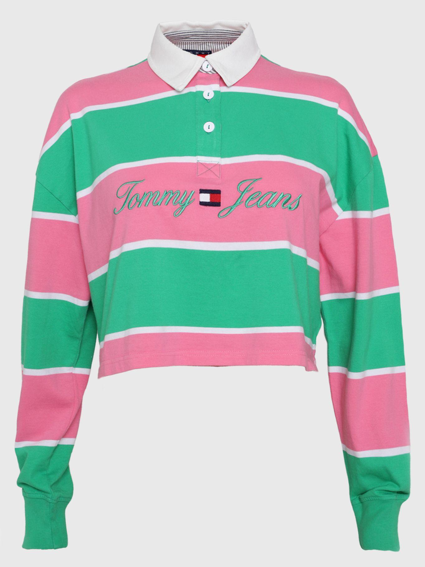 Polo Pop Cropped Estilo Rugby Rosado Tommy Hilfiger-0